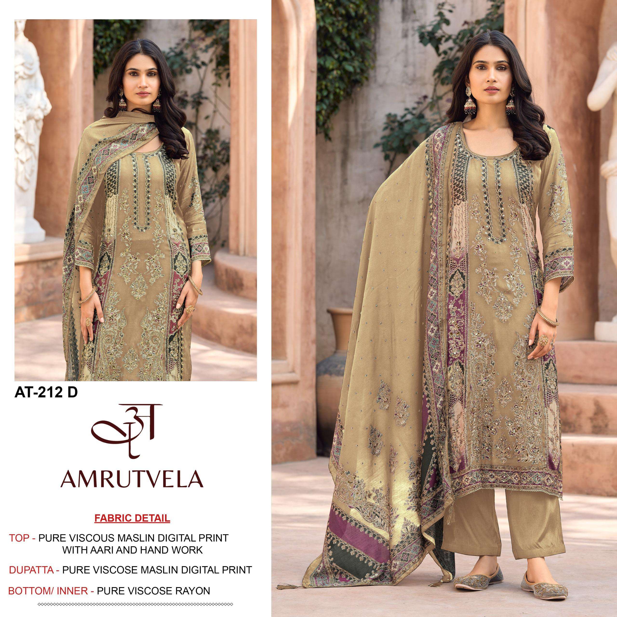 AMRUTVELA AT 212 VISCOSE DIGITAL PRINT WITH HAND WORK DESIGNER SUIT