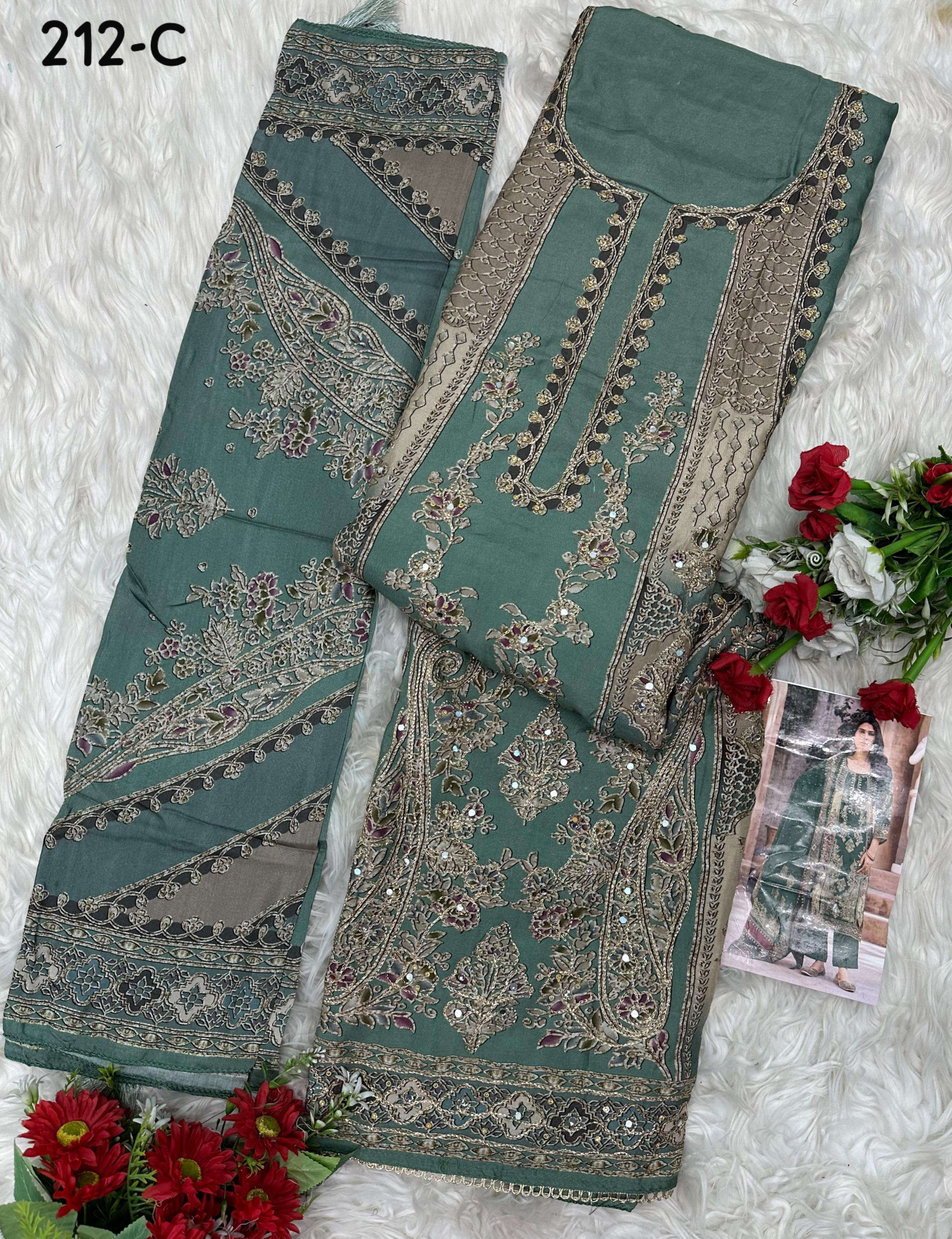 AMRUTVELA AT 212 VISCOSE DIGITAL PRINT WITH HAND WORK DESIGNER SUIT