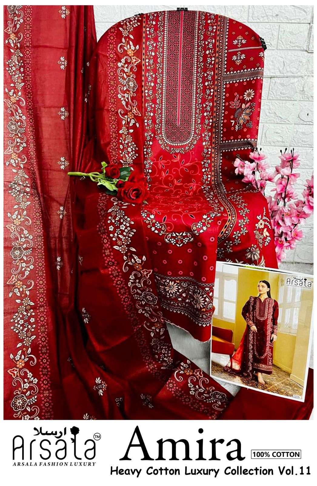 ARSALA FASHION AMIRA HEAVY COTTON LUXURY COLLECTION VOL 11 LAWN COTTON SUIT