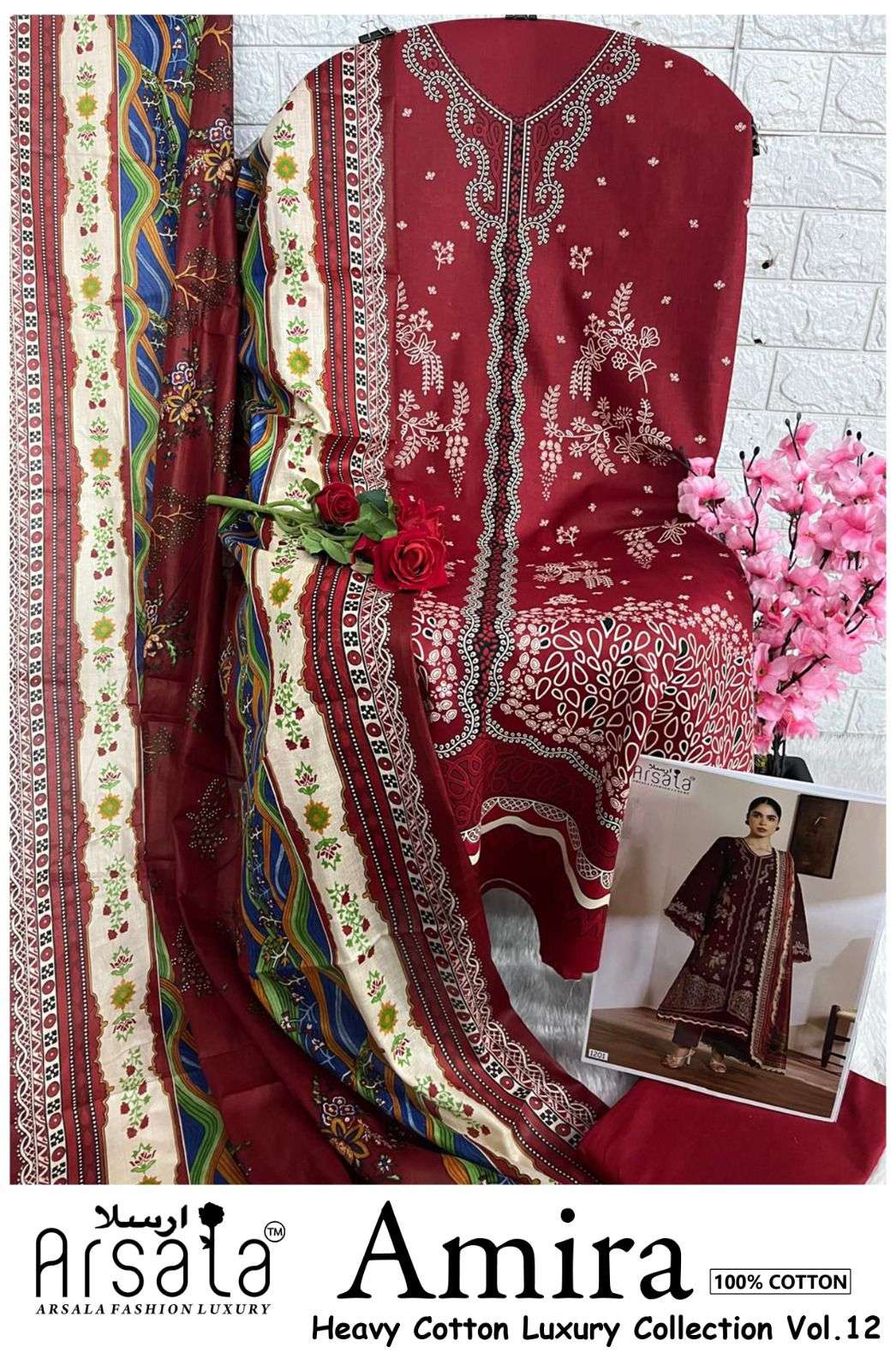 ARSALA FASHION AMIRA HEAVY COTTON LUXURY COLLECTION VOL 12 LAWN COTTON SUIT