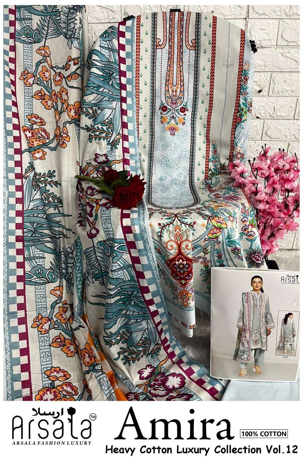 ARSALA FASHION AMIRA HEAVY COTTON LUXURY COLLECTION VOL 12 LAWN COTTON SUIT
