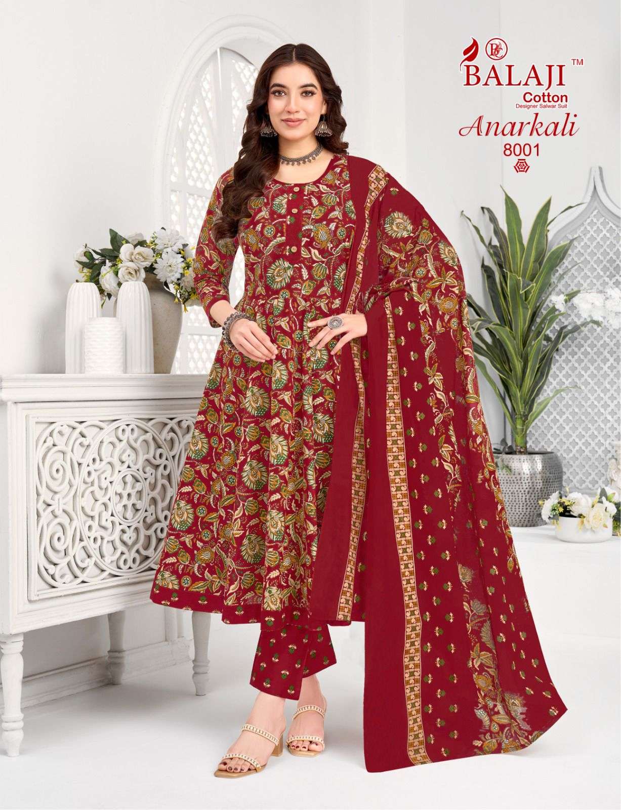  BALAJI COTTON ANARKALI VOL 8 COTTON PRINT LADIES 3PCS SET COLLECTION 