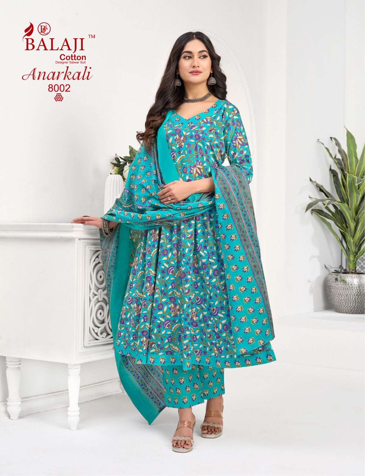  BALAJI COTTON ANARKALI VOL 8 COTTON PRINT LADIES 3PCS SET COLLECTION 