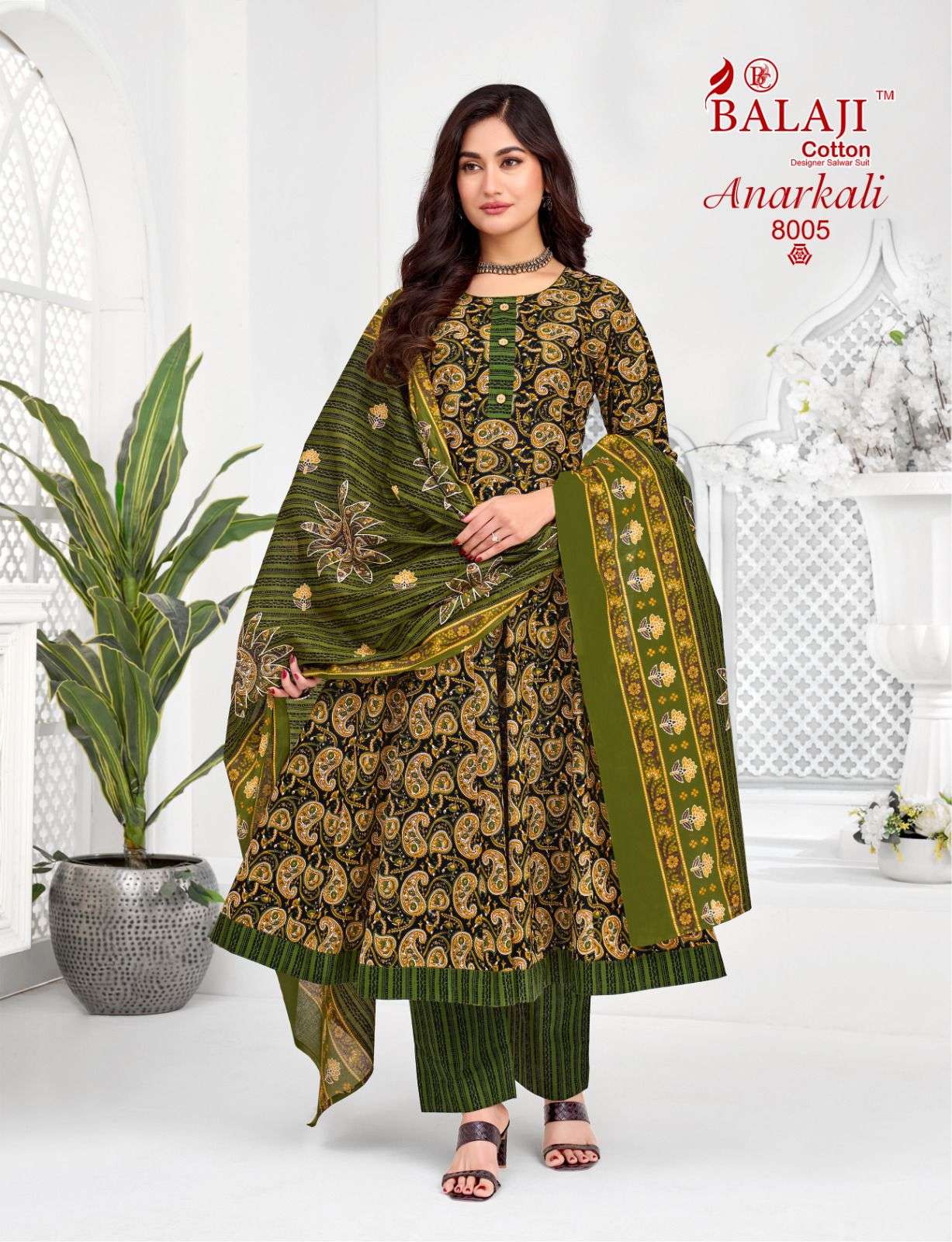  BALAJI COTTON ANARKALI VOL 8 COTTON PRINT LADIES 3PCS SET COLLECTION 
