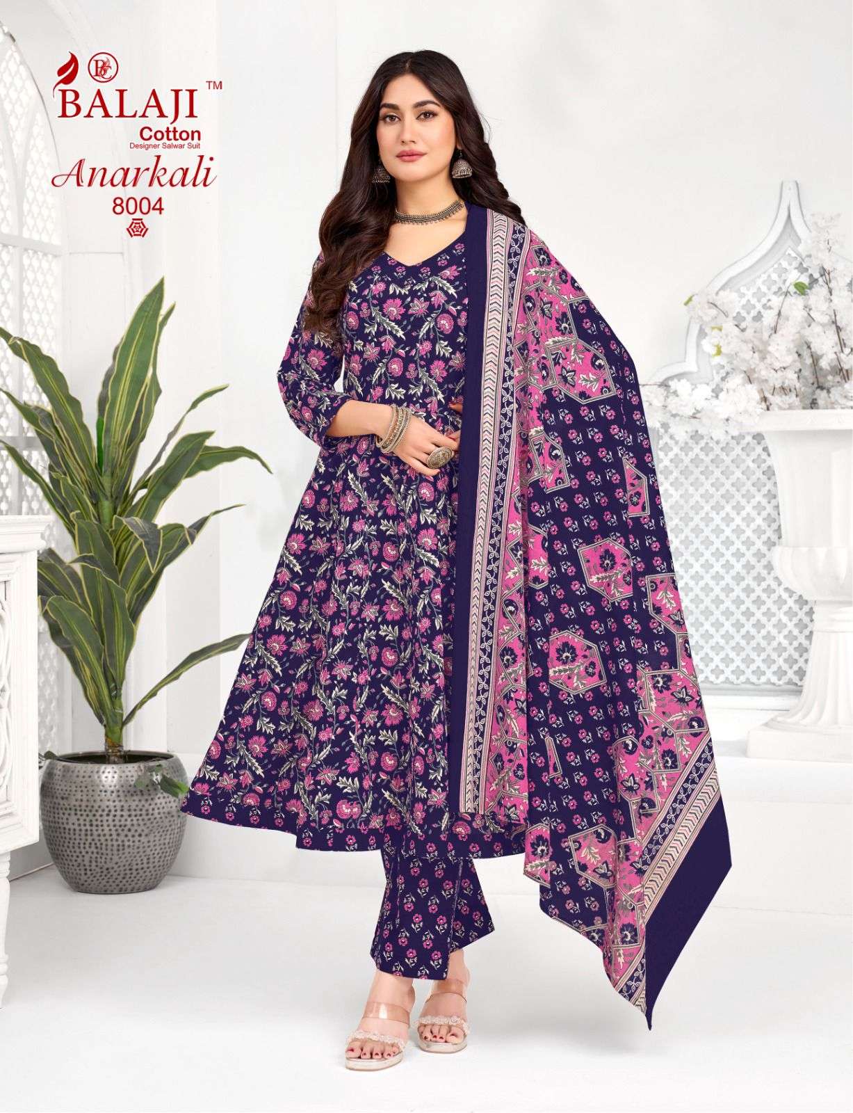  BALAJI COTTON ANARKALI VOL 8 COTTON PRINT LADIES 3PCS SET COLLECTION 