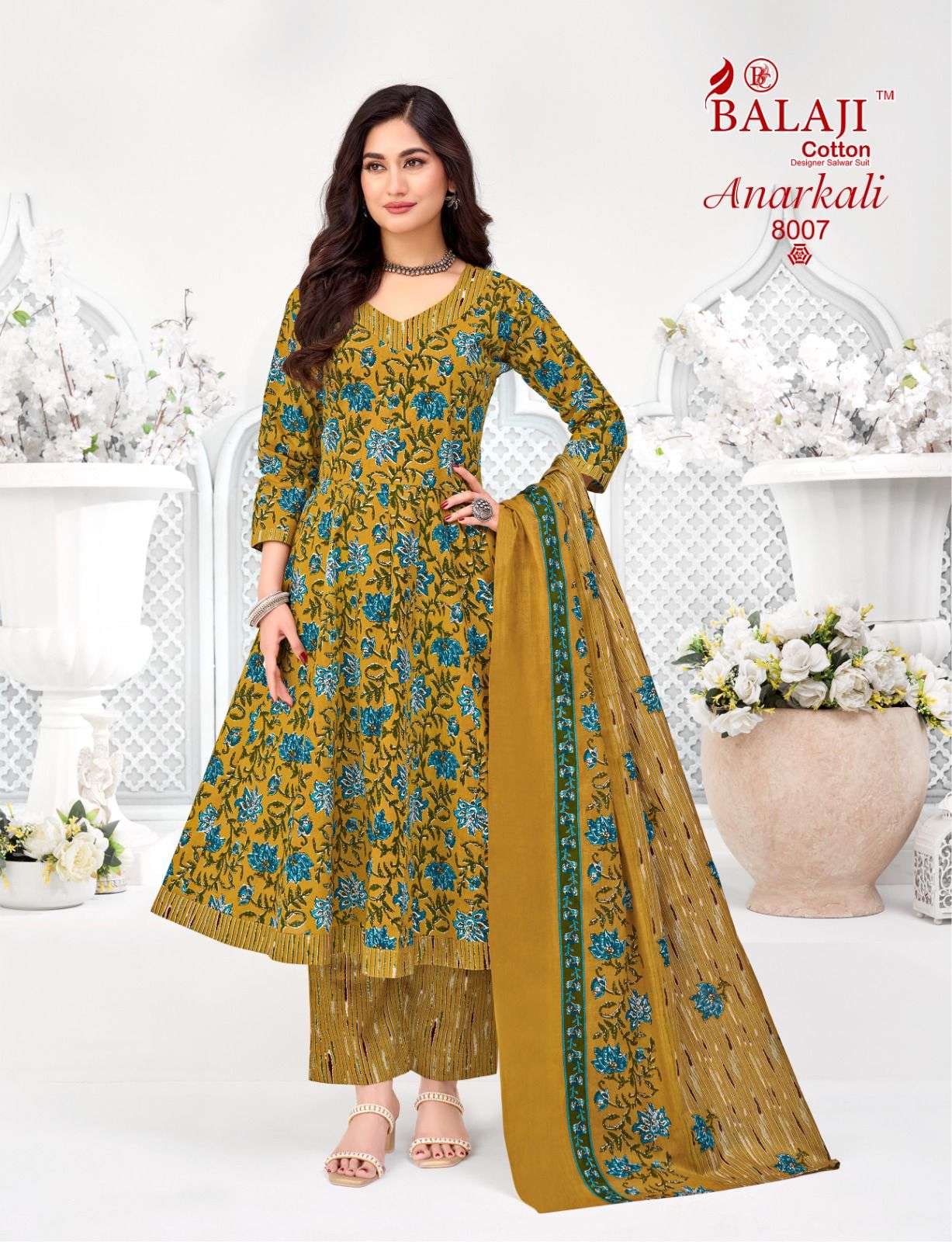  BALAJI COTTON ANARKALI VOL 8 COTTON PRINT LADIES 3PCS SET COLLECTION 