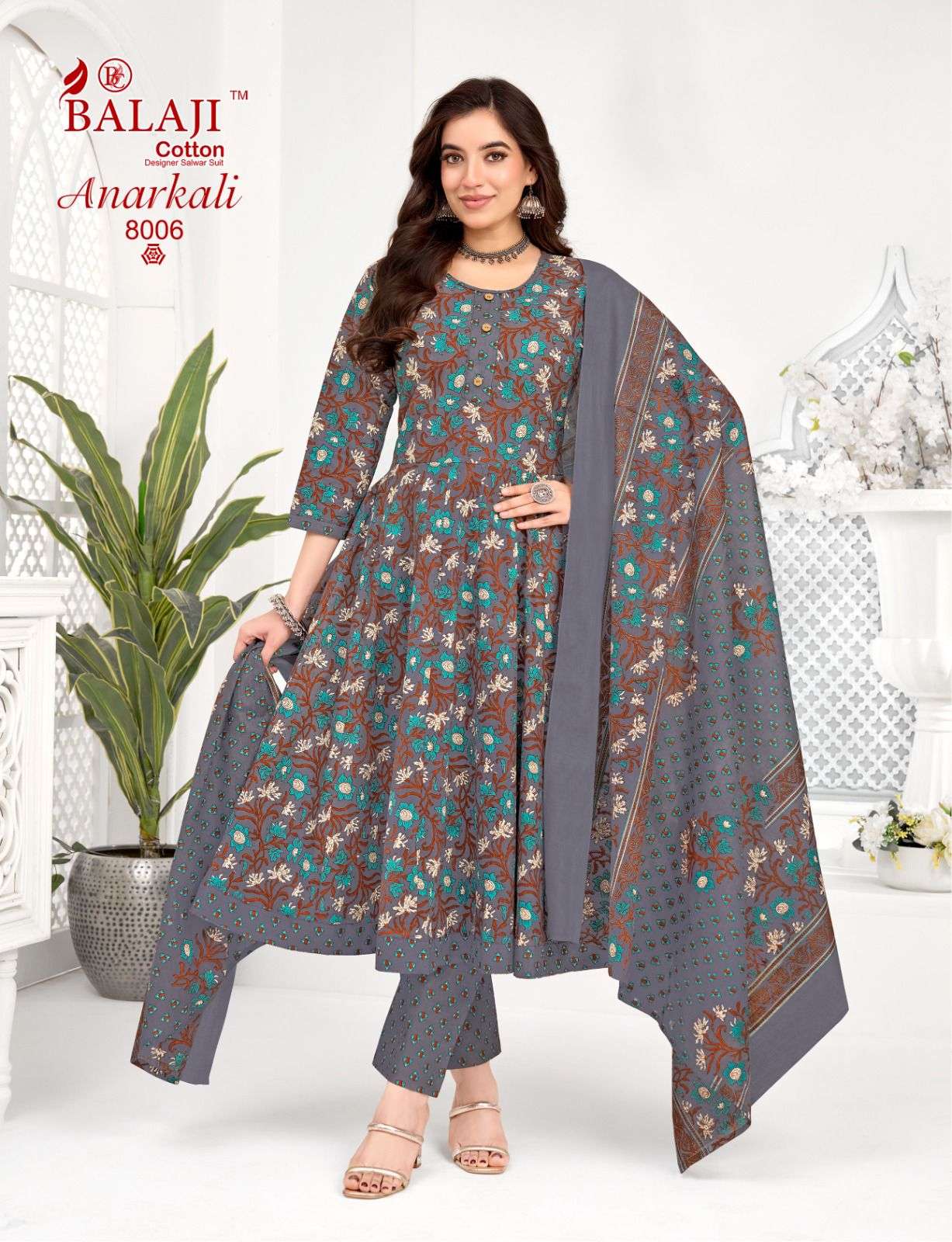  BALAJI COTTON ANARKALI VOL 8 COTTON PRINT LADIES 3PCS SET COLLECTION 