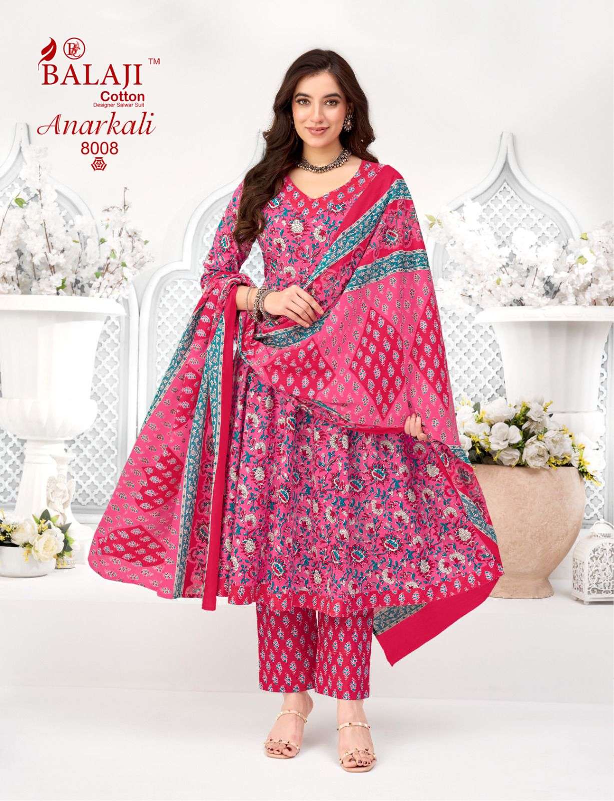  BALAJI COTTON ANARKALI VOL 8 COTTON PRINT LADIES 3PCS SET COLLECTION 