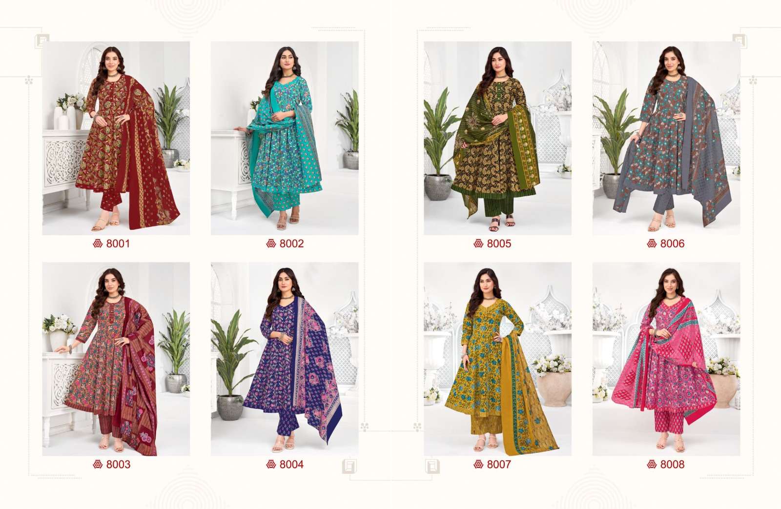  BALAJI COTTON ANARKALI VOL 8 COTTON PRINT LADIES 3PCS SET COLLECTION 
