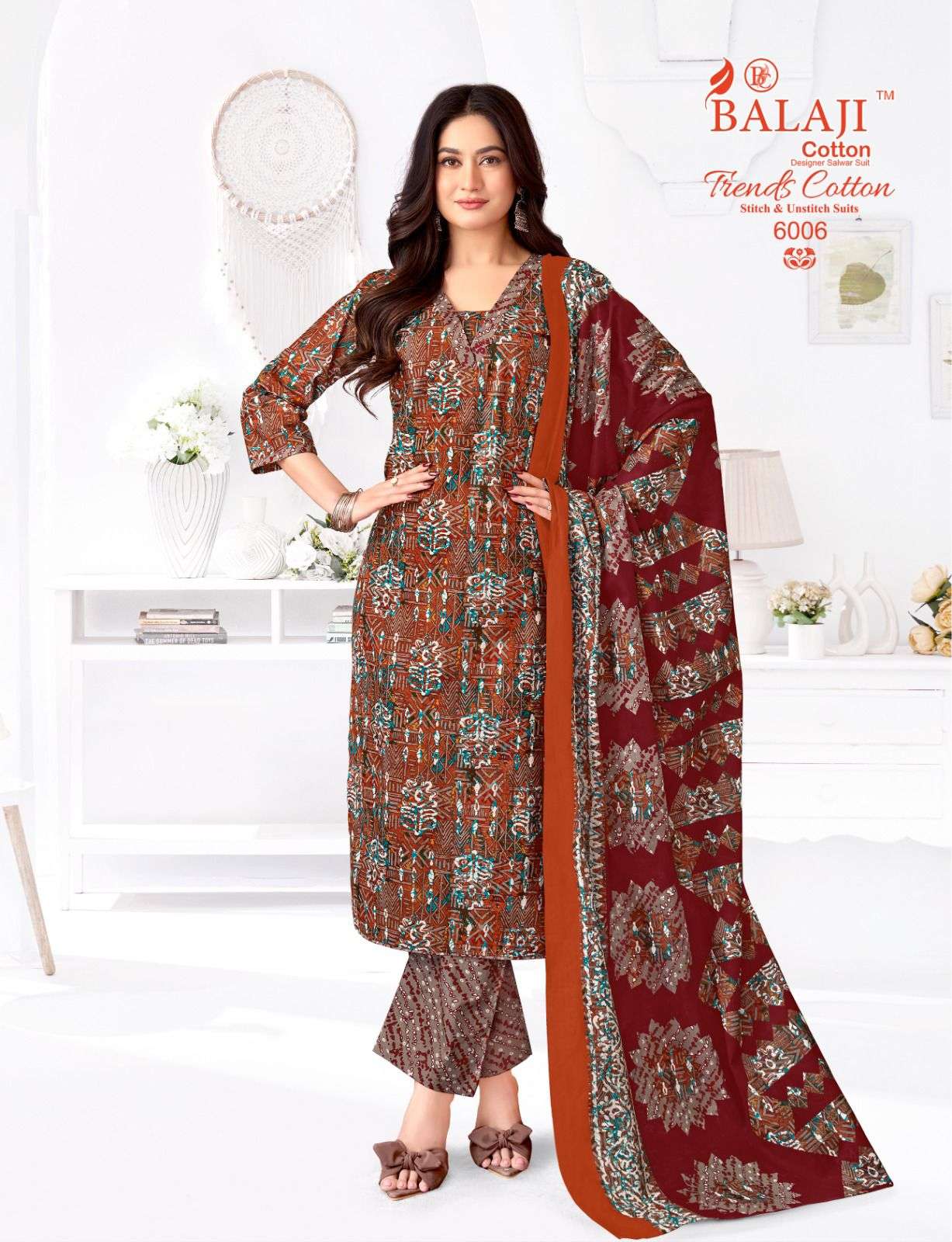 BALAJI COTTON TRENDS COTTON VOL 6 COTTON PRINT LADIES 3PCS SET COLLECTION 