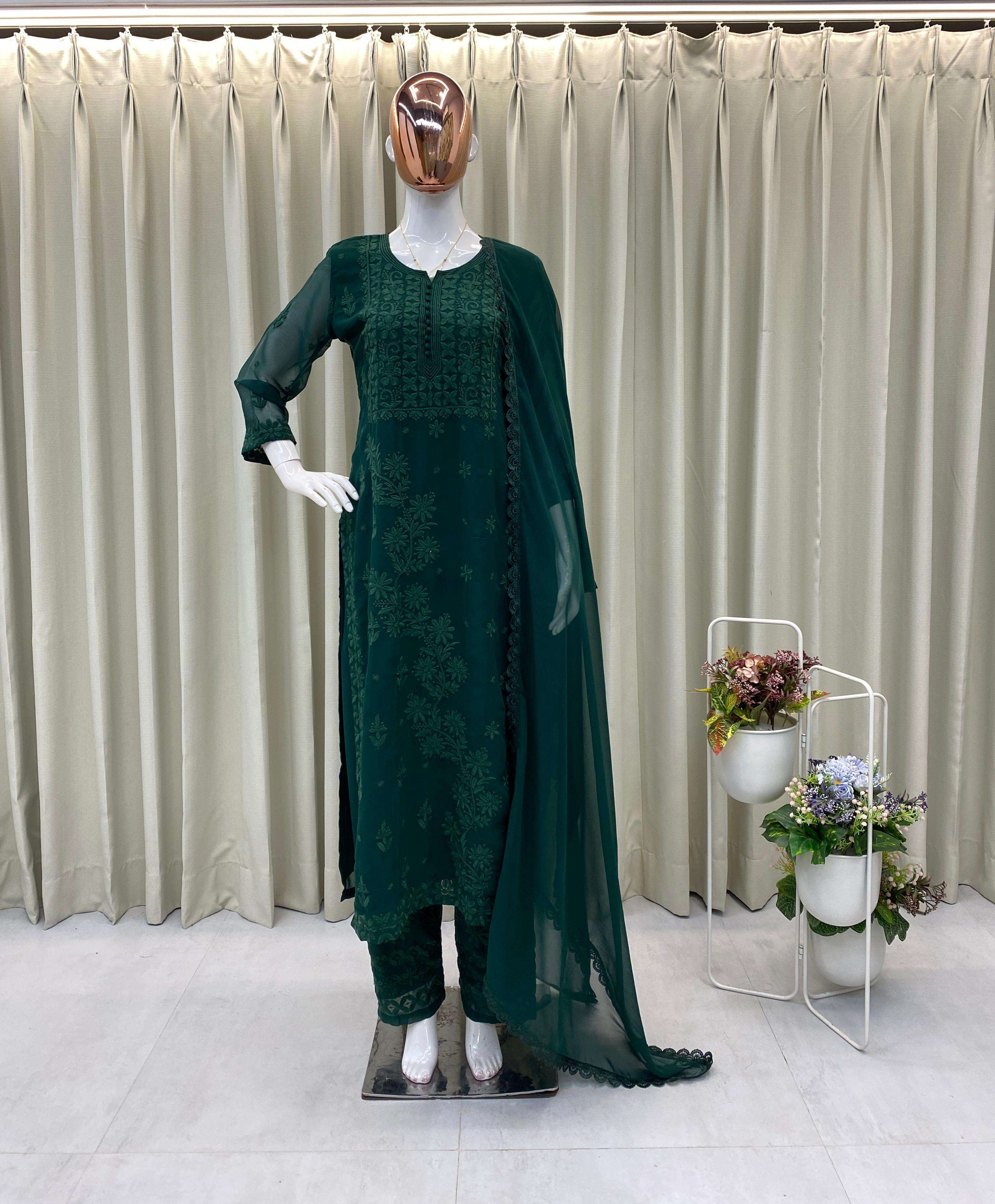BE 354 CHIKANKARI GEORGETTE DESIGNER FANCY READY MADE LADIES SUIT