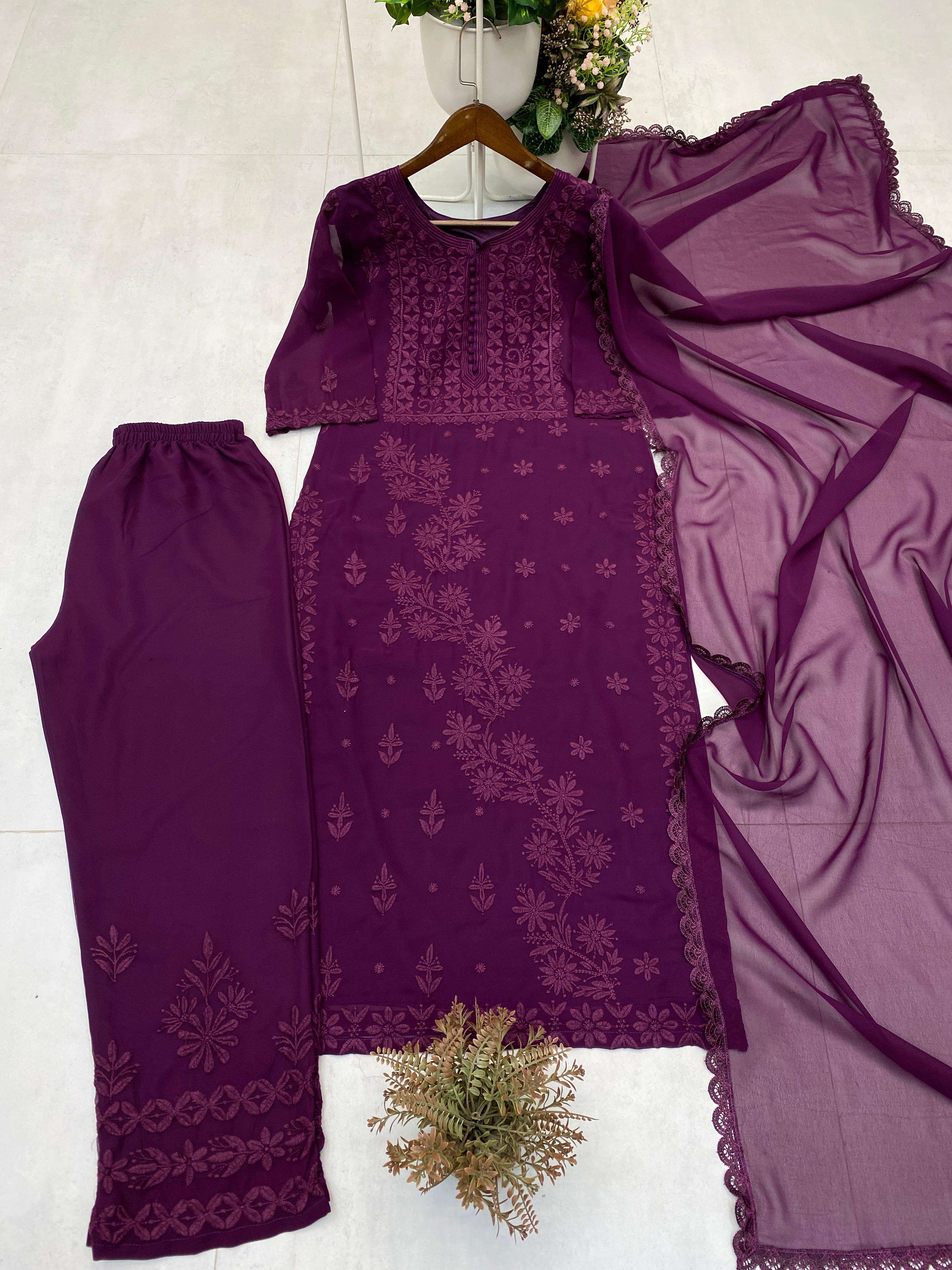 BE 354 CHIKANKARI GEORGETTE DESIGNER FANCY READY MADE LADIES SUIT