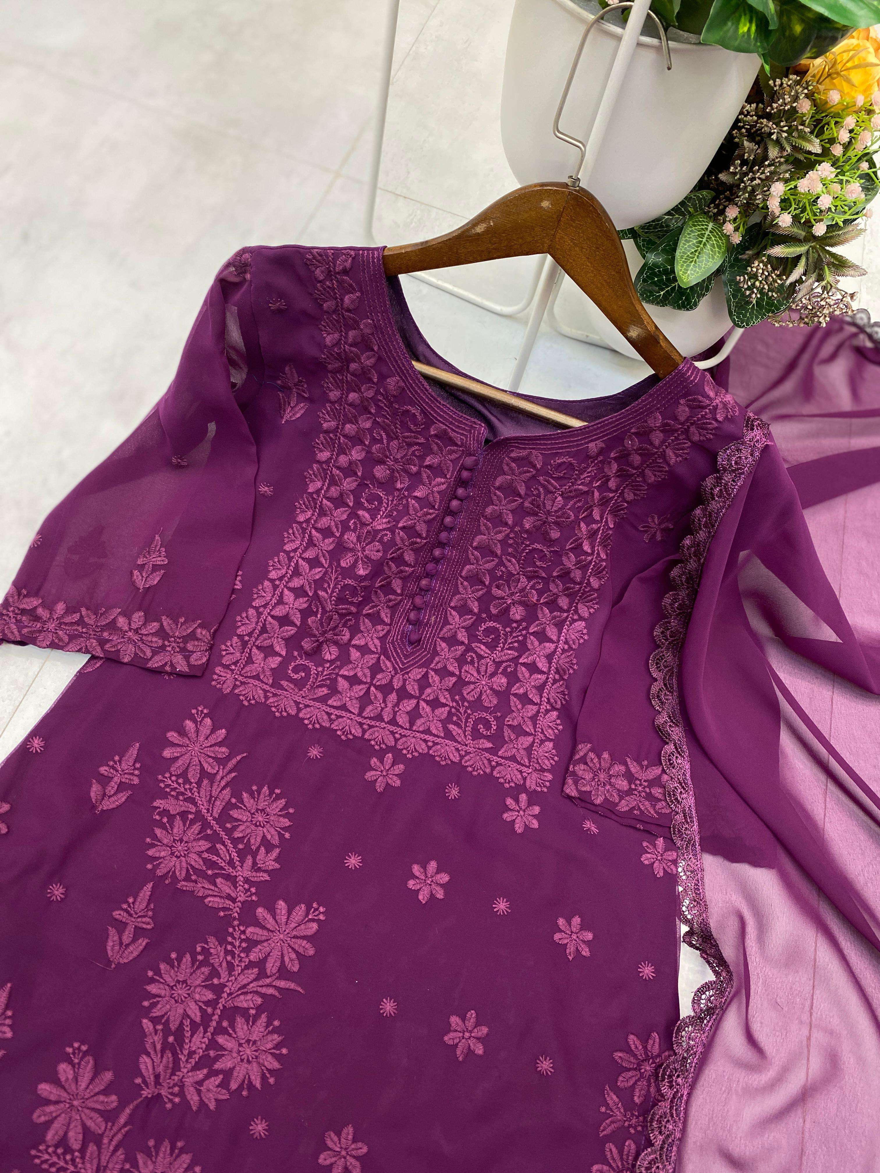 BE 354 CHIKANKARI GEORGETTE DESIGNER FANCY READY MADE LADIES SUIT