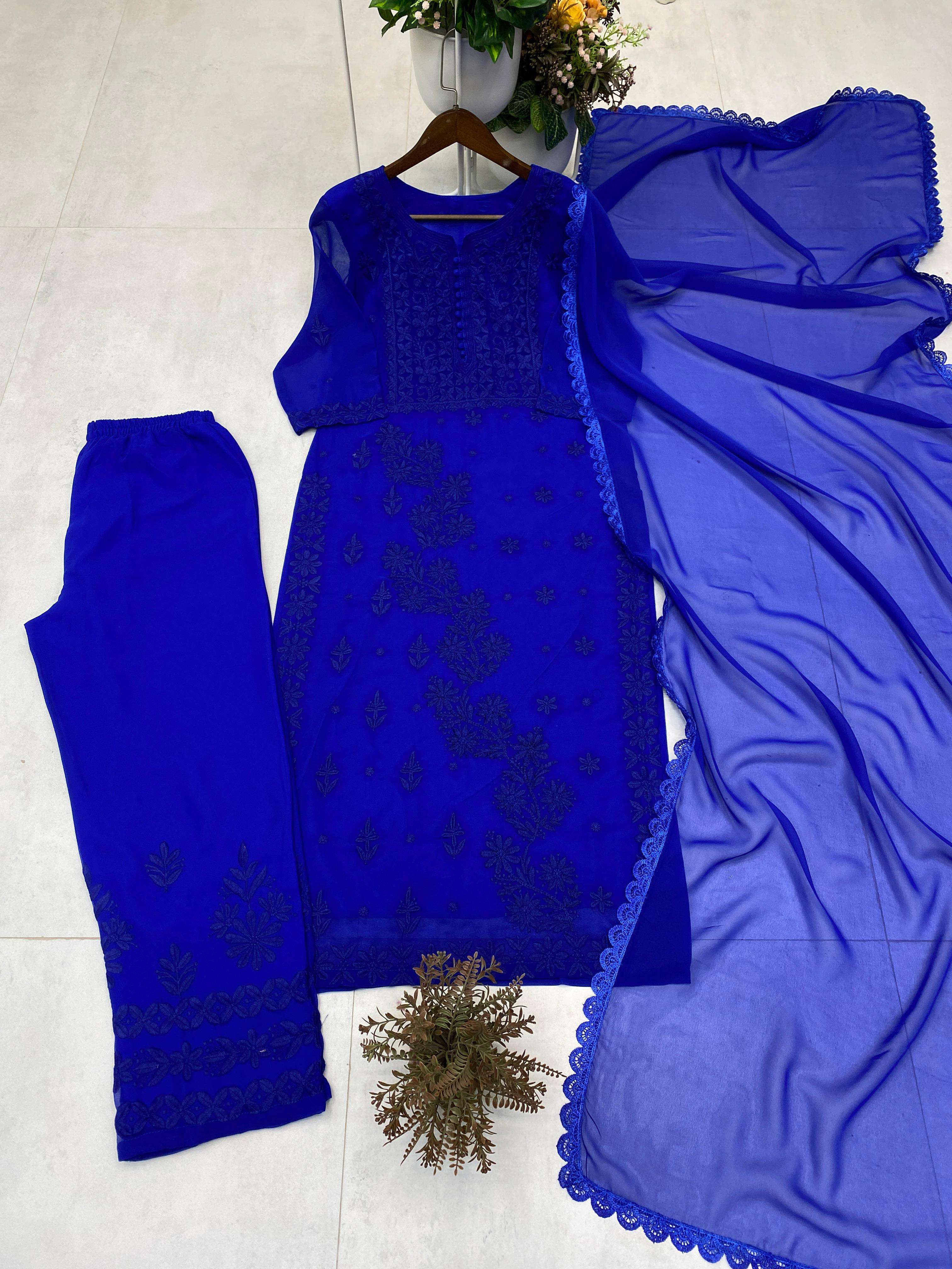BE 354 CHIKANKARI GEORGETTE DESIGNER FANCY READY MADE LADIES SUIT