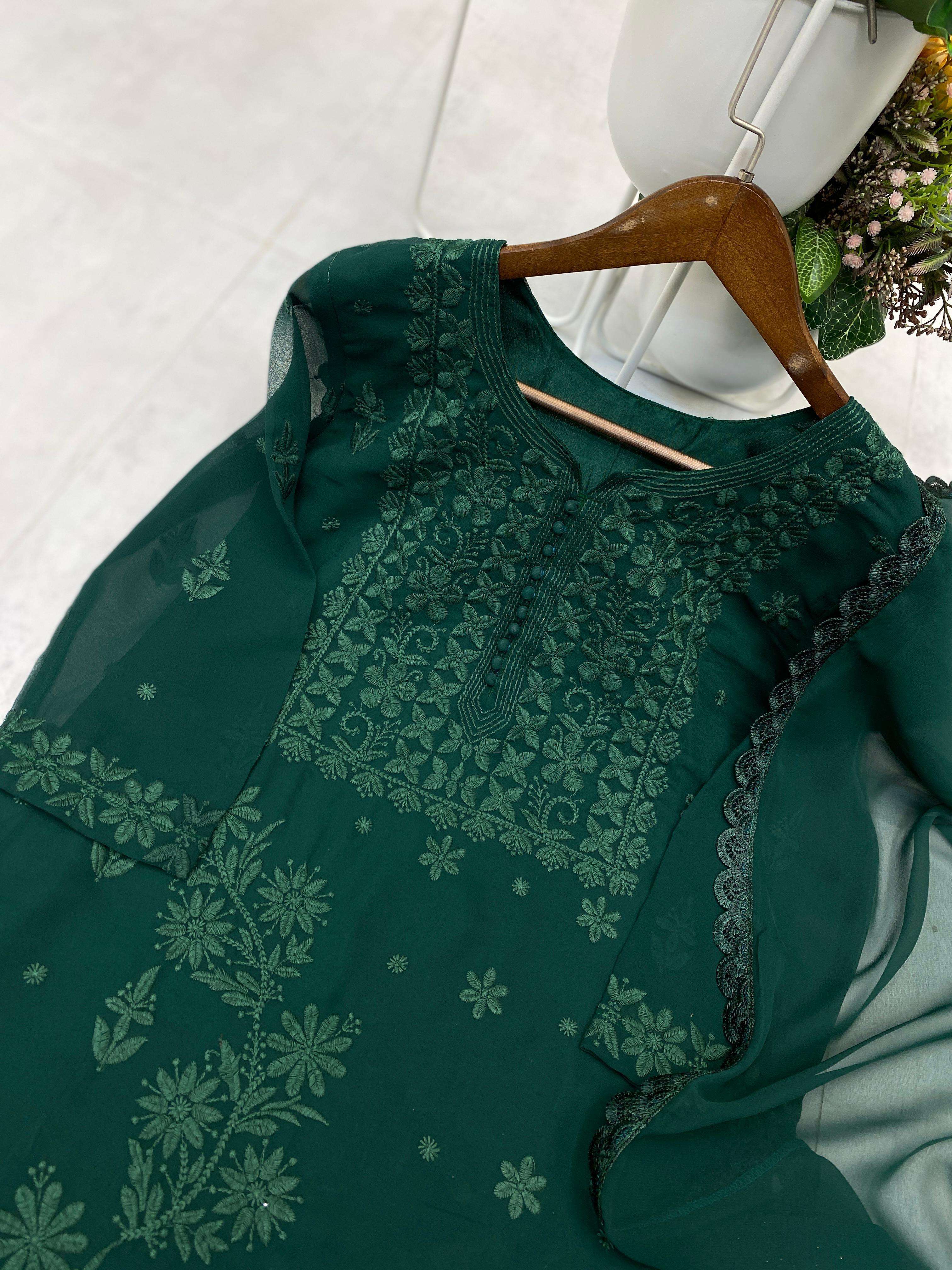 BE 354 CHIKANKARI GEORGETTE DESIGNER FANCY READY MADE LADIES SUIT