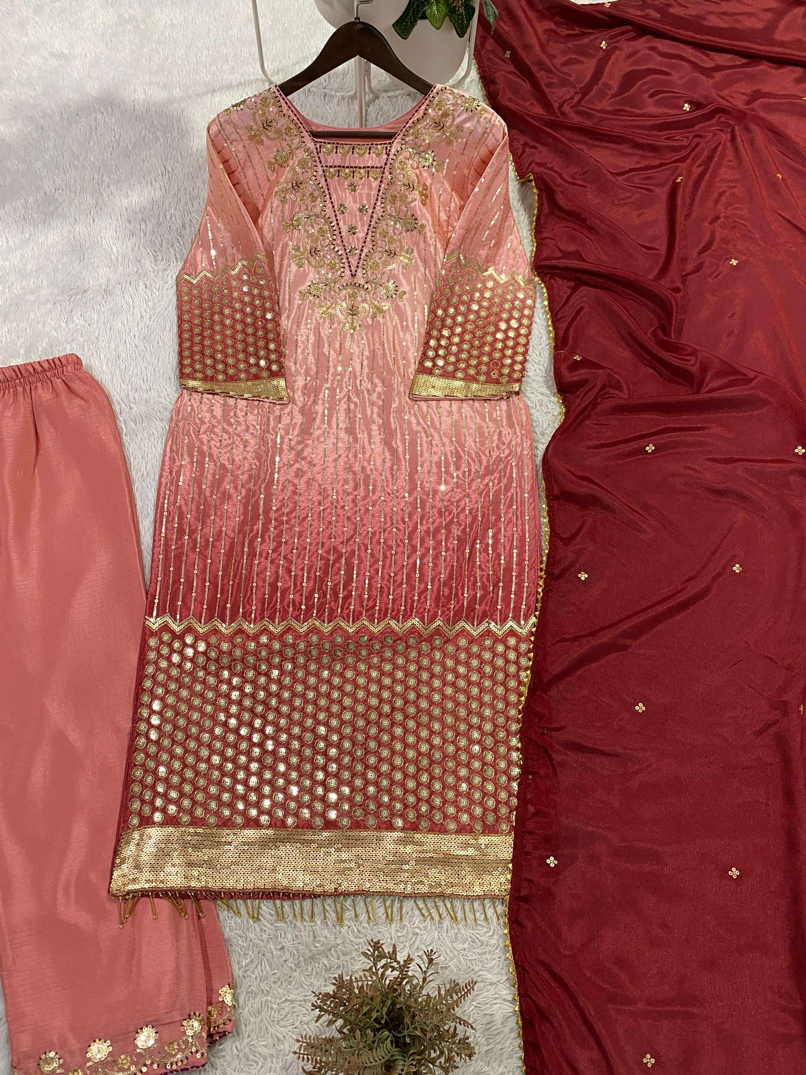 BE 445 BEAUTIFUL SHADED FABRIC DESIGNER WORK FESTIVE WEAR LADIES SUIT