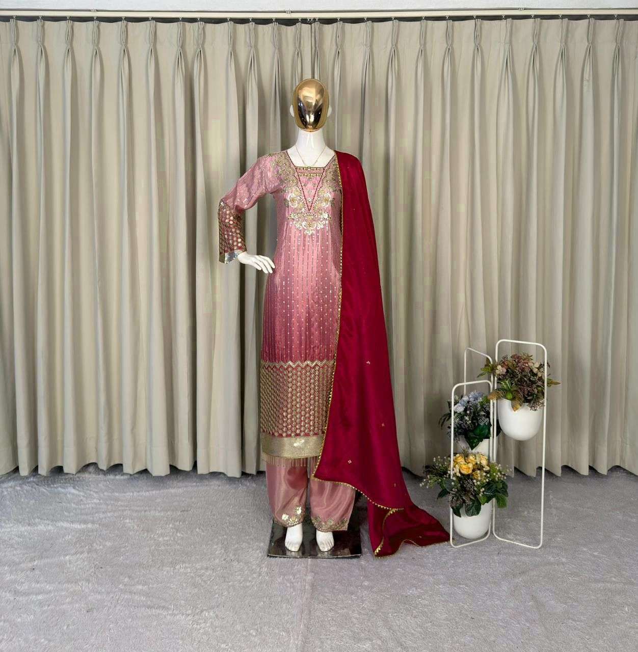BE 445 BEAUTIFUL SHADED FABRIC DESIGNER WORK FESTIVE WEAR LADIES SUIT