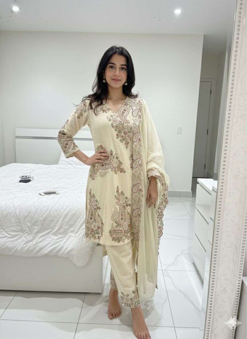BE 449 SILK HEAVY DESIGNER WORK TOP PLAZZO AND DUPATTA SET