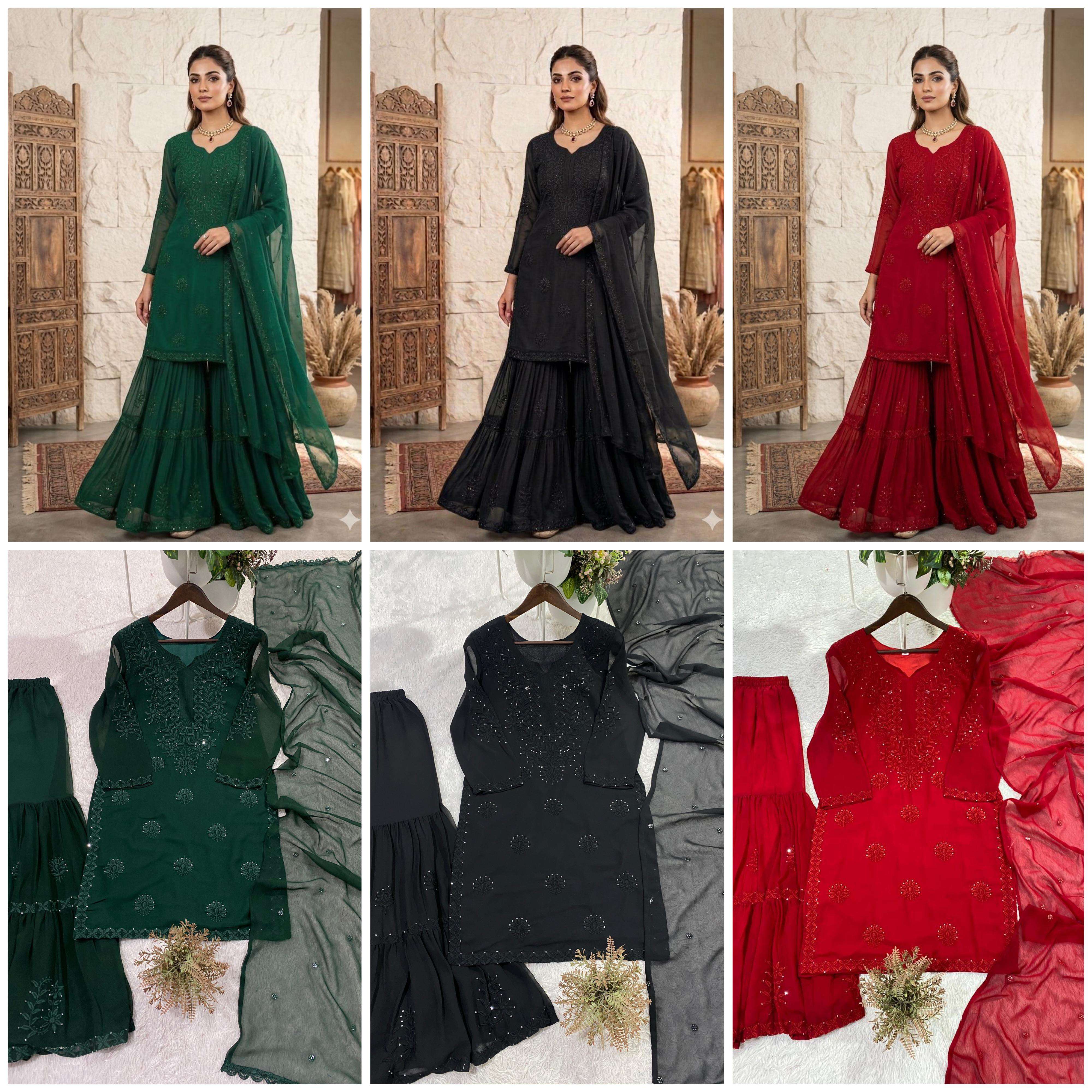 BE 456 GEORGETTE SEQUENCE EMBROIDERY DESIGNER WORK PARTY WEAR LADIES SUIT