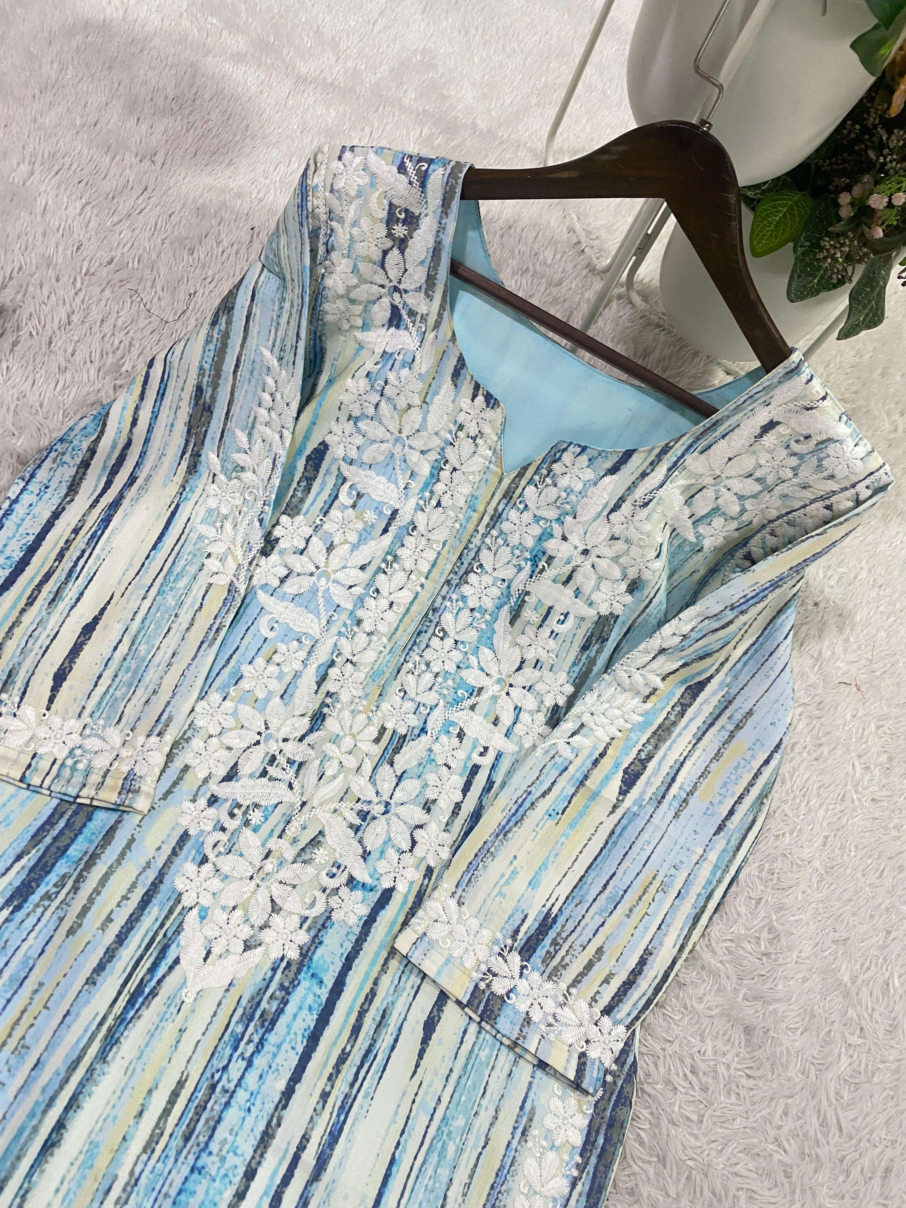 BE 460 RAYON FANCY EMBROIDERY WORKS KURTI WITH PLAZZO PAIR 