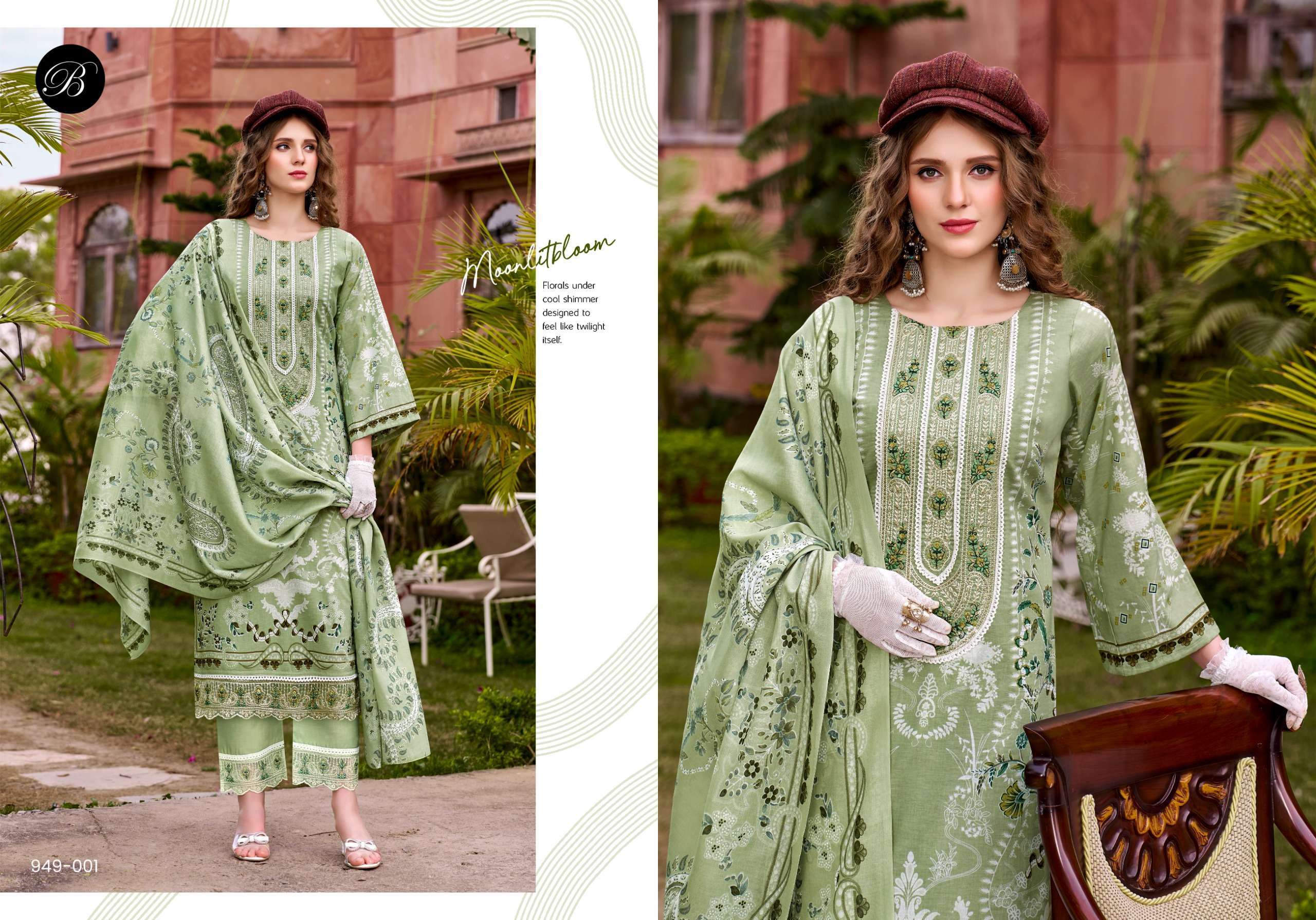 BELLIZA DESIGNER STUDIO GULISTAAN COTTON DIGITAL PRINT WITH FANCY EMBROIDERY WORK SUIT