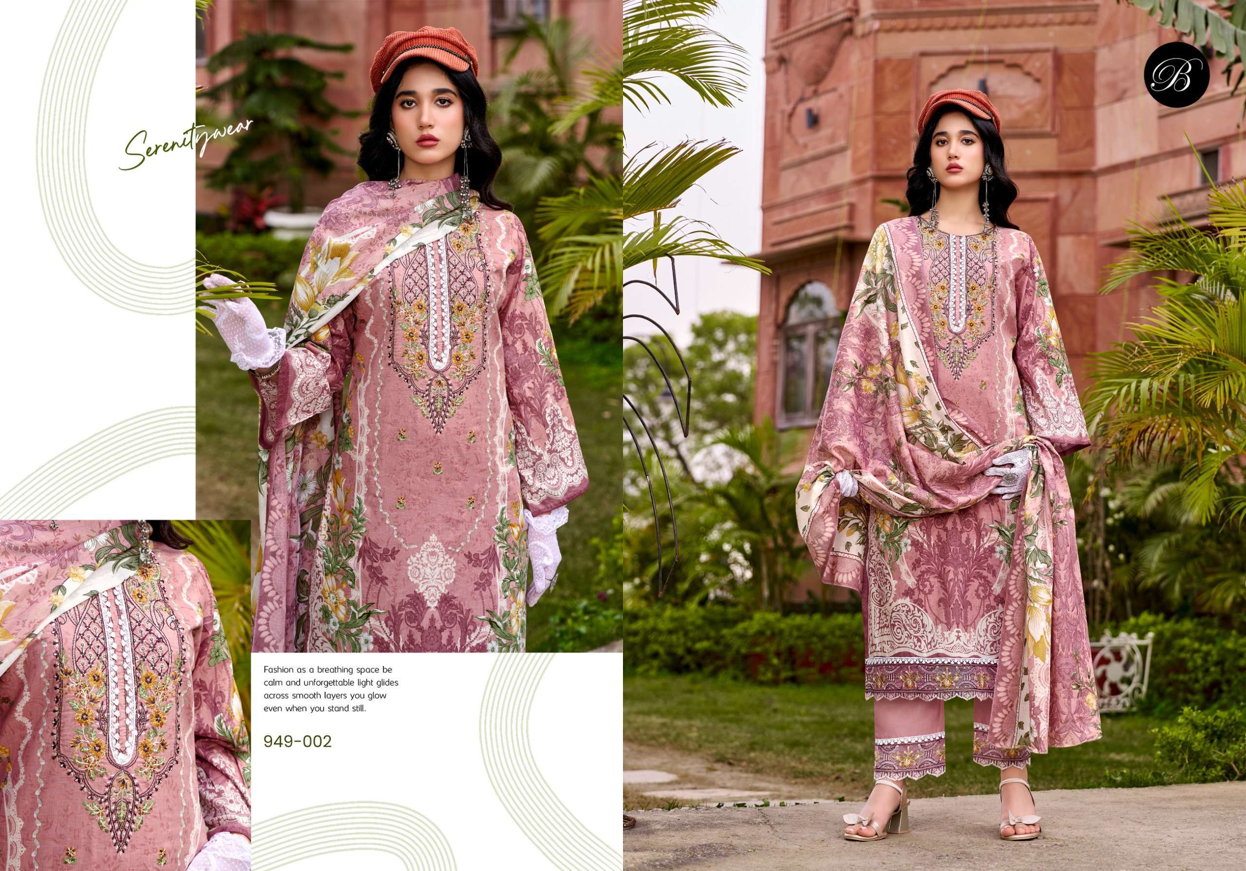 BELLIZA DESIGNER STUDIO GULISTAAN COTTON DIGITAL PRINT WITH FANCY EMBROIDERY WORK SUIT