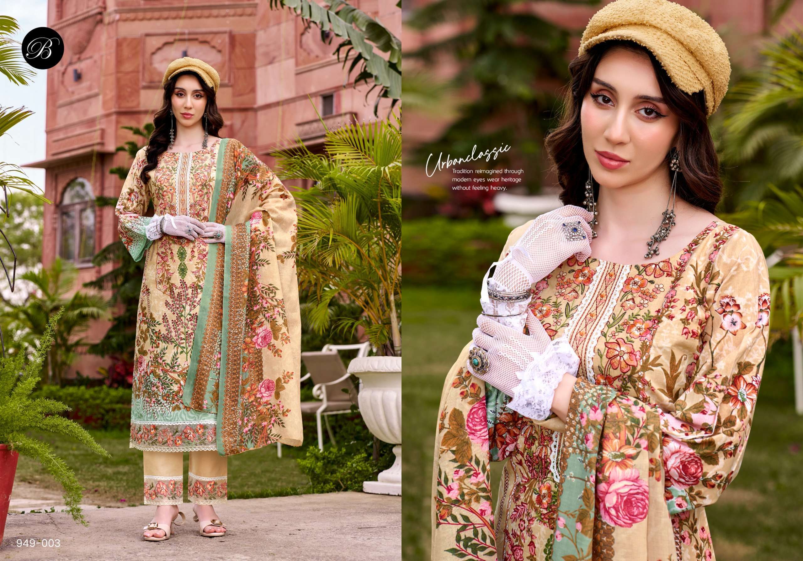 BELLIZA DESIGNER STUDIO GULISTAAN COTTON DIGITAL PRINT WITH FANCY EMBROIDERY WORK SUIT