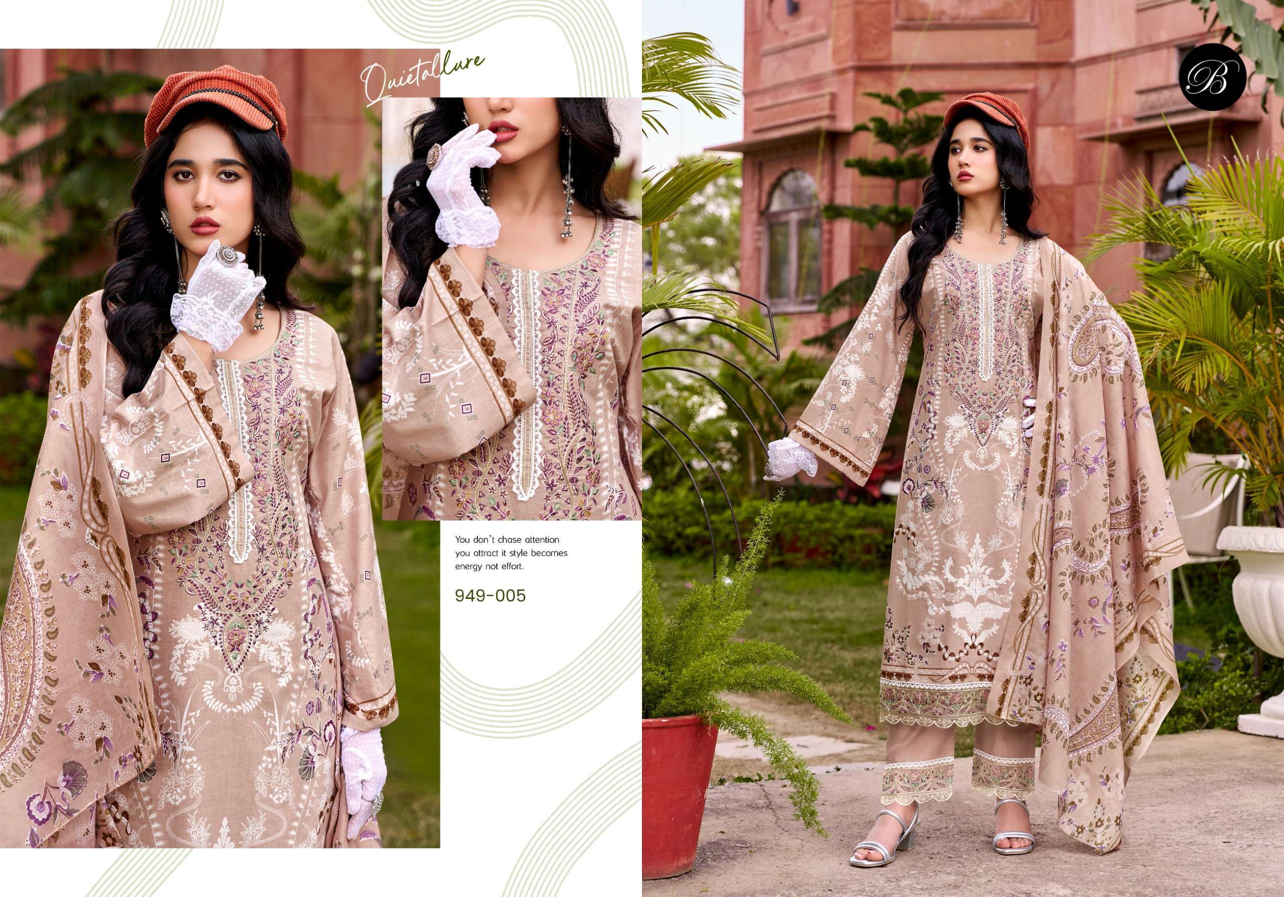 BELLIZA DESIGNER STUDIO GULISTAAN COTTON DIGITAL PRINT WITH FANCY EMBROIDERY WORK SUIT