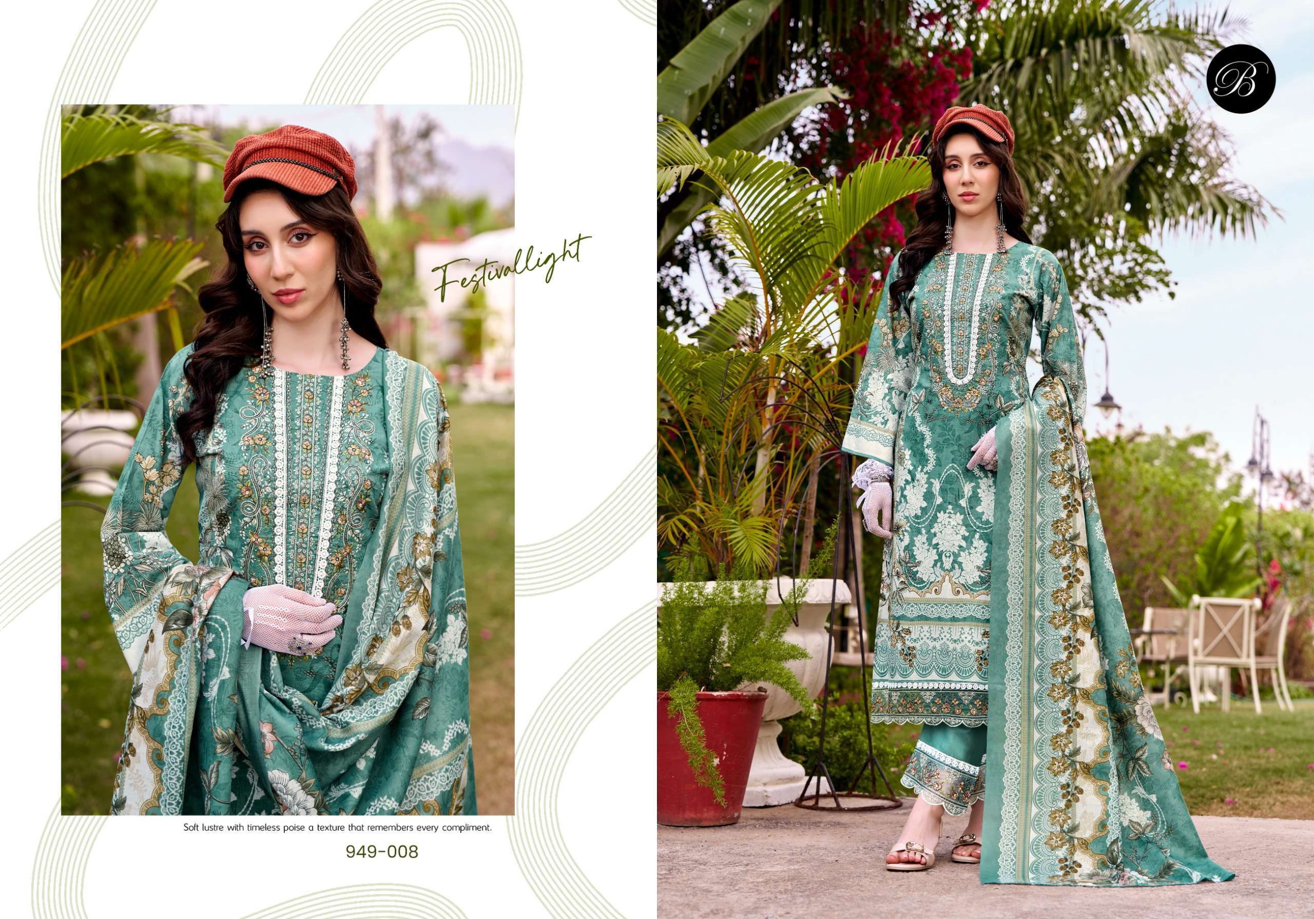 BELLIZA DESIGNER STUDIO GULISTAAN COTTON DIGITAL PRINT WITH FANCY EMBROIDERY WORK SUIT