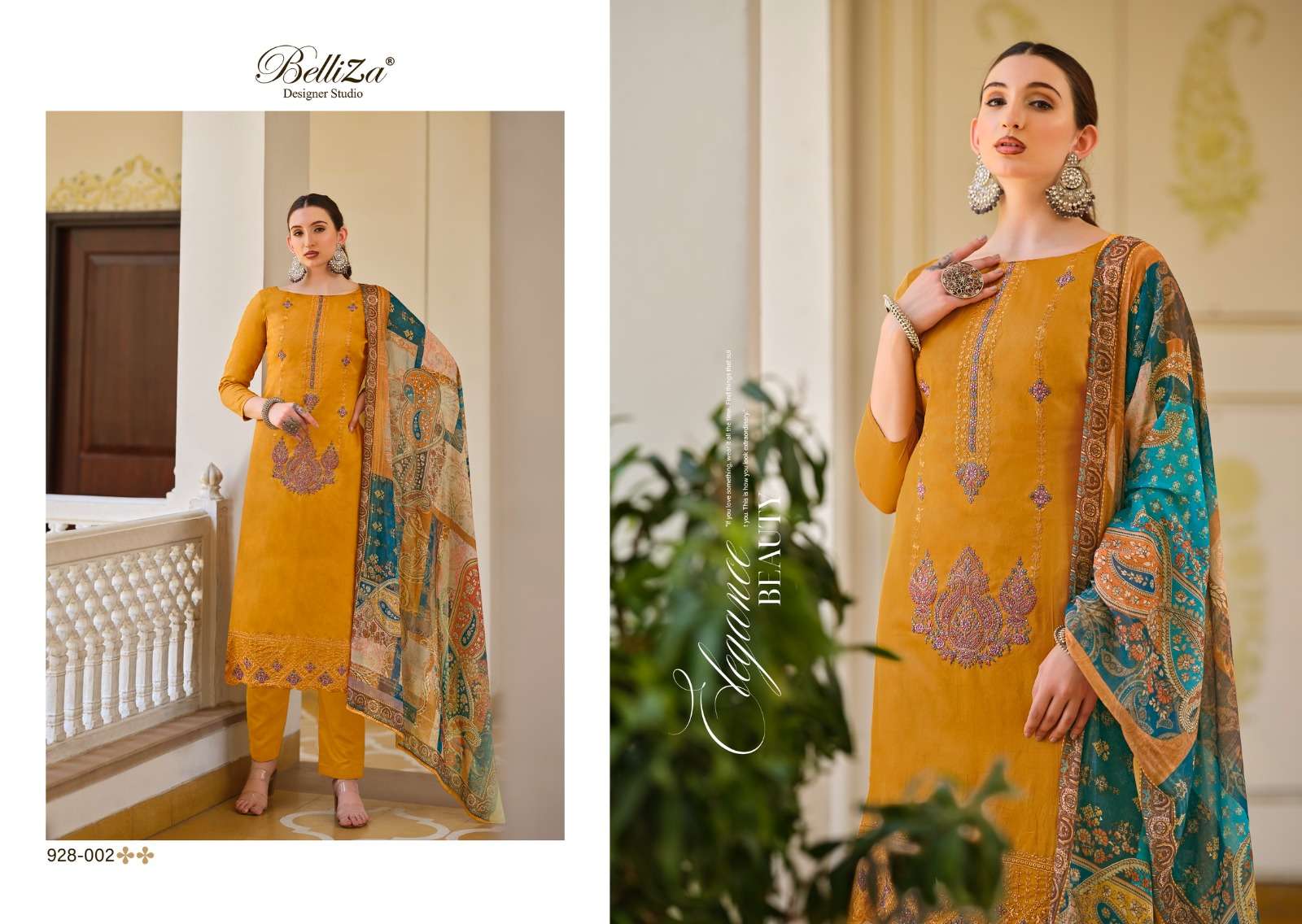 BELLIZA DESIGNER STUDIO JASHN E ISHQ VOL 9 JAM COTTON FANCY WORK SUIT