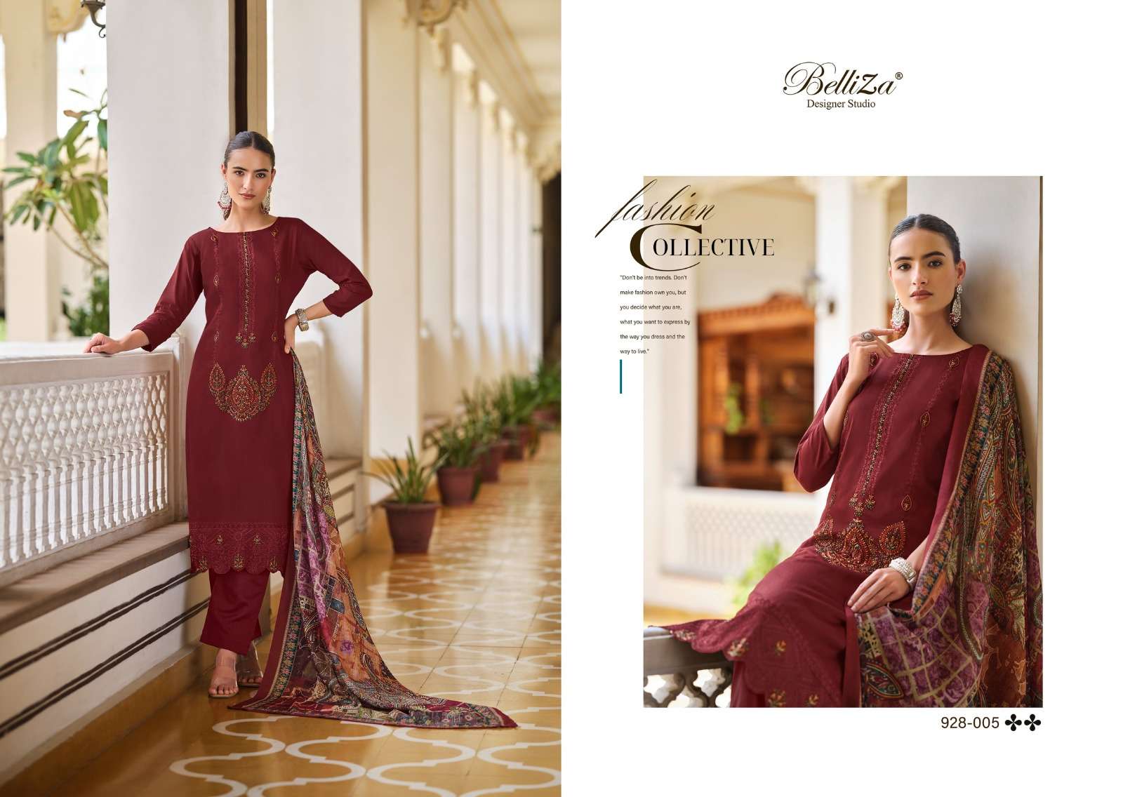 BELLIZA DESIGNER STUDIO JASHN E ISHQ VOL 9 JAM COTTON FANCY WORK SUIT