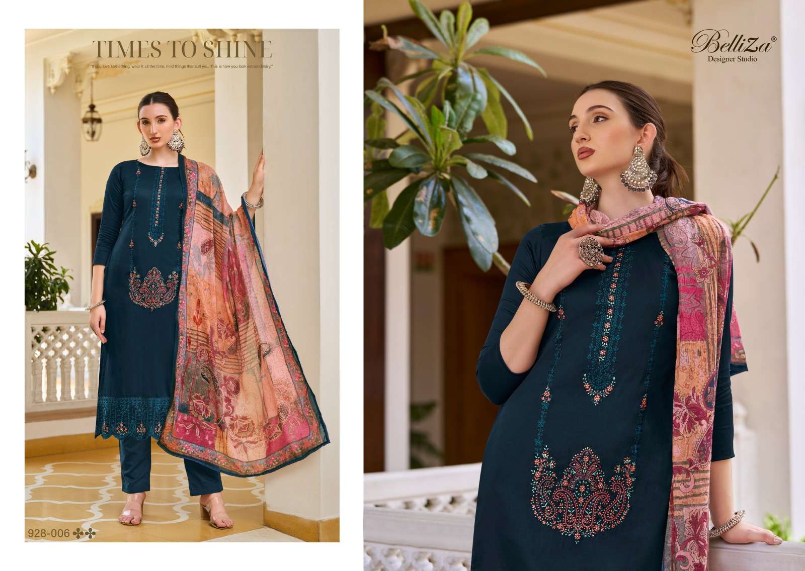 BELLIZA DESIGNER STUDIO JASHN E ISHQ VOL 9 JAM COTTON FANCY WORK SUIT
