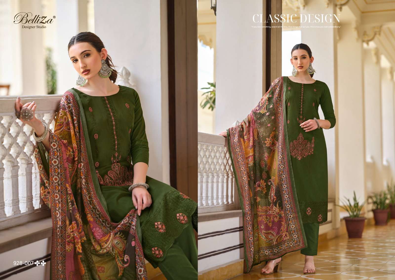 BELLIZA DESIGNER STUDIO JASHN E ISHQ VOL 9 JAM COTTON FANCY WORK SUIT