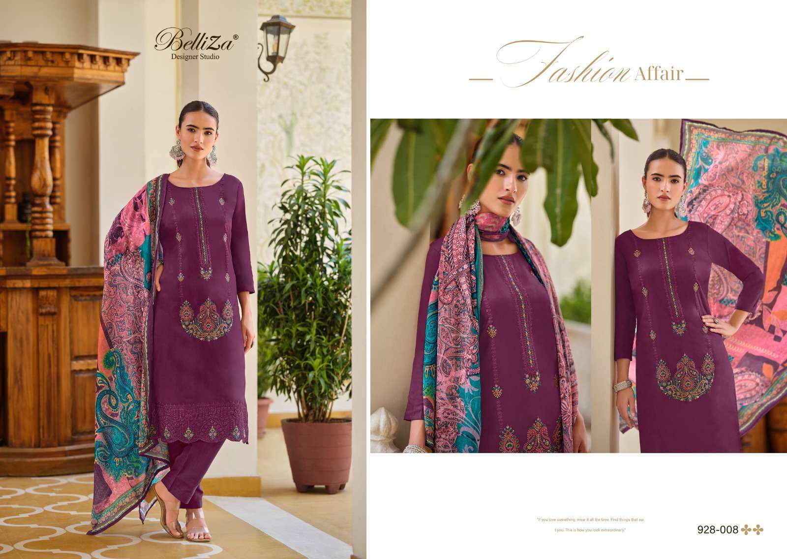 BELLIZA DESIGNER STUDIO JASHN E ISHQ VOL 9 JAM COTTON FANCY WORK SUIT