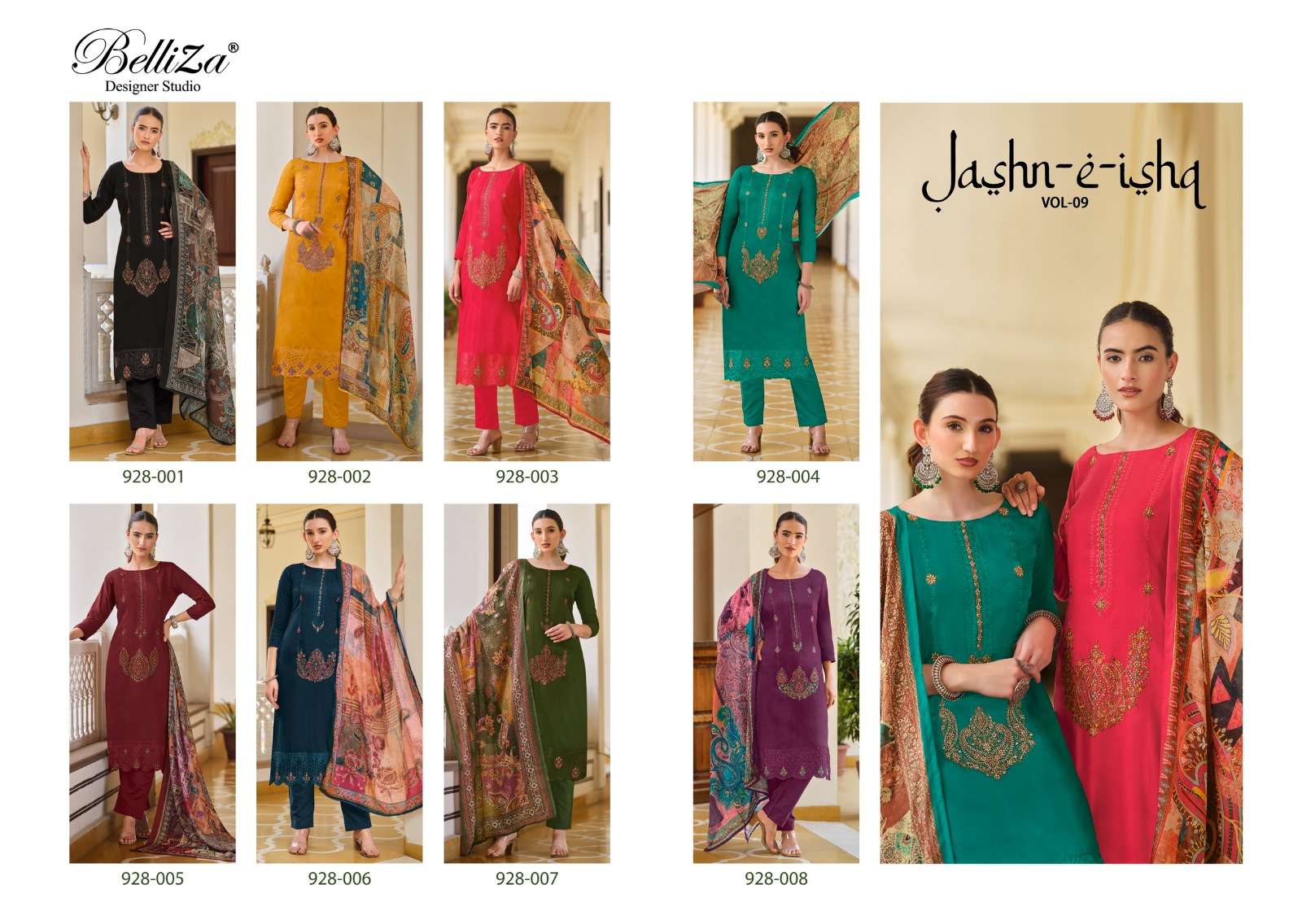 BELLIZA DESIGNER STUDIO JASHN E ISHQ VOL 9 JAM COTTON FANCY WORK SUIT