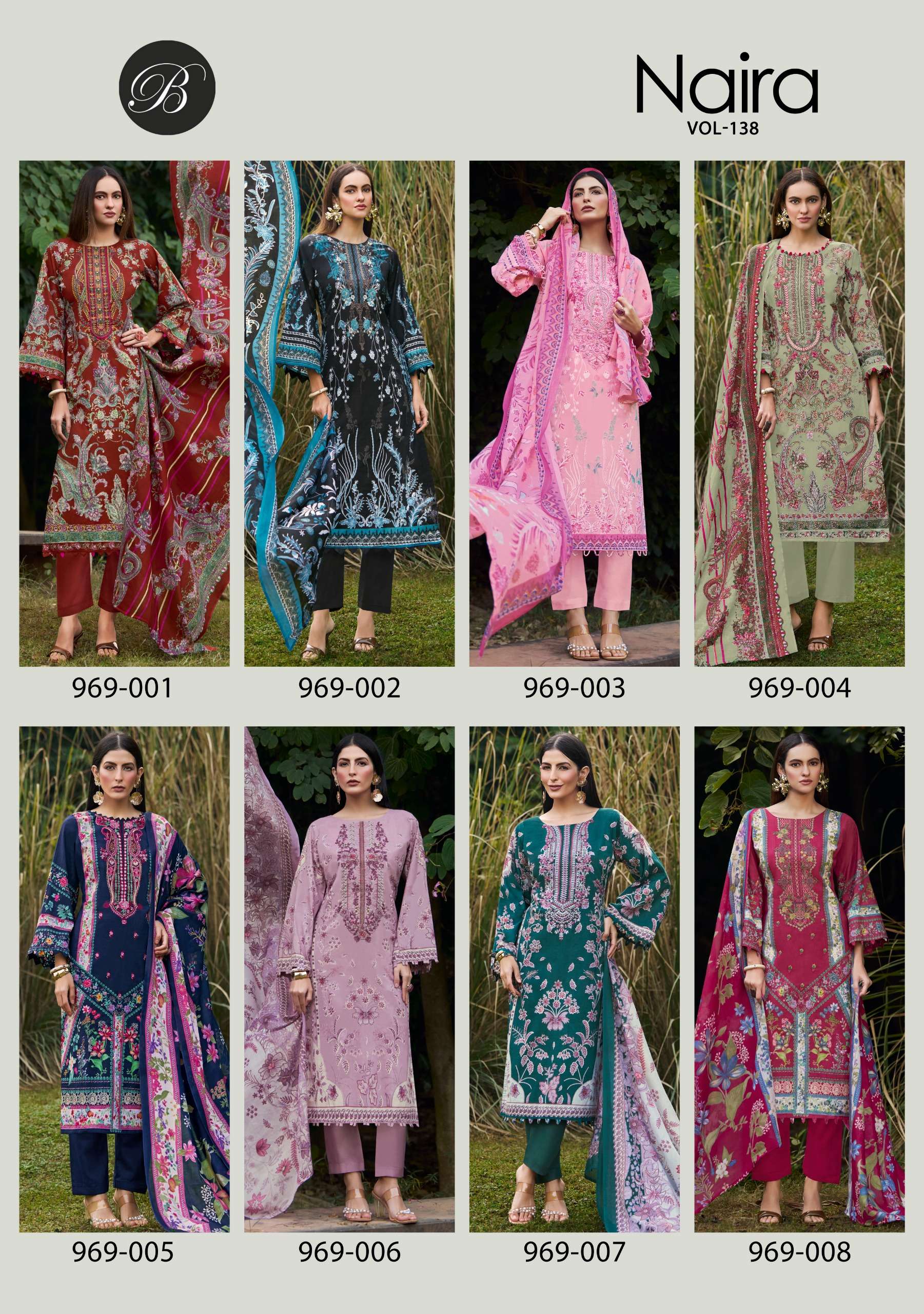 BELLIZA DESIGNER STUDIO NAIRA VOL 138 COTTON DIGITAL PRINT WITH FANCY WORK SUIT
