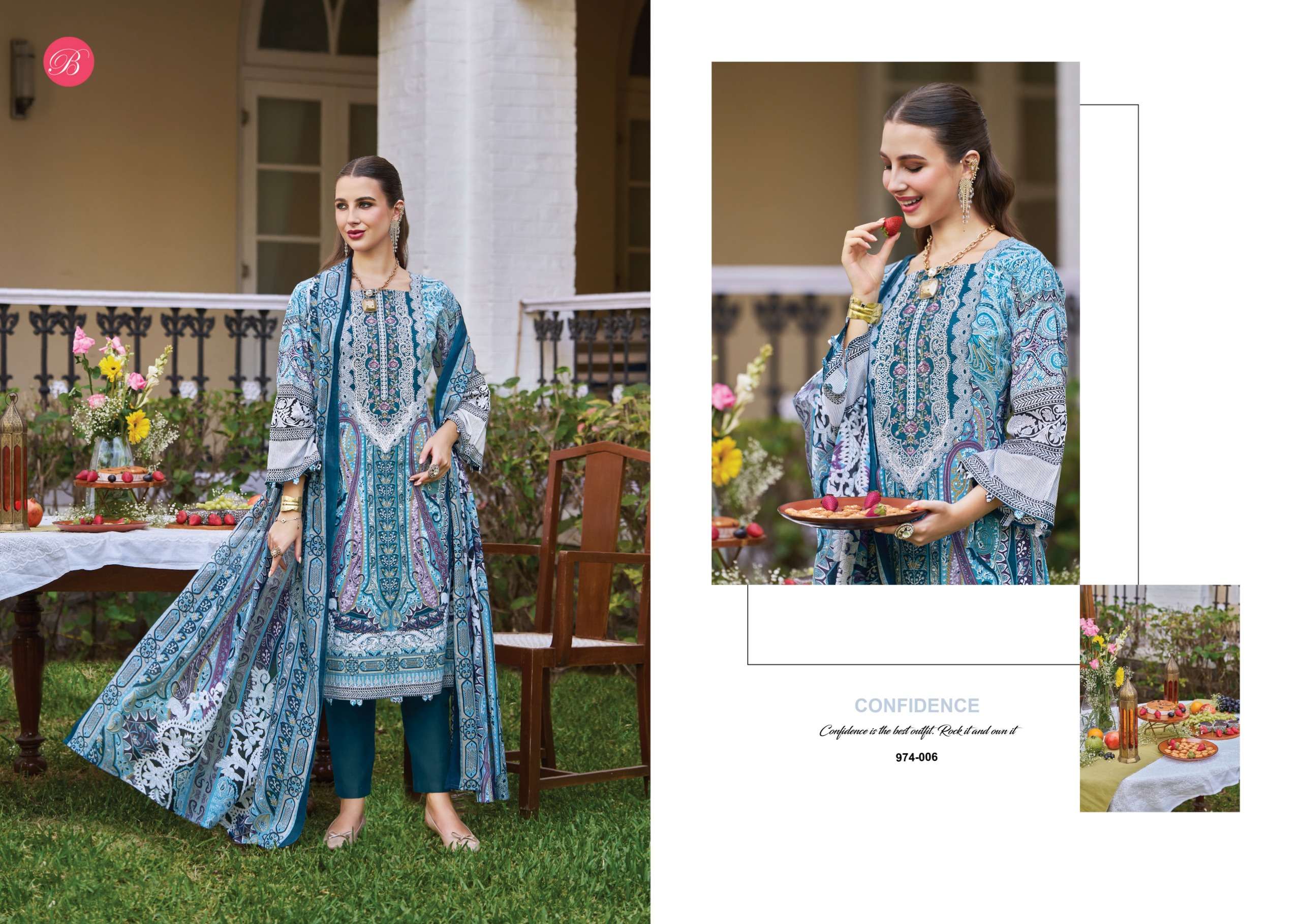 BELLIZA DESIGNER STUDIO NAIRA VOL 140 COTTON DIGITAL PRINTS WITH FANCY EMBROIDERY WORK SUIT