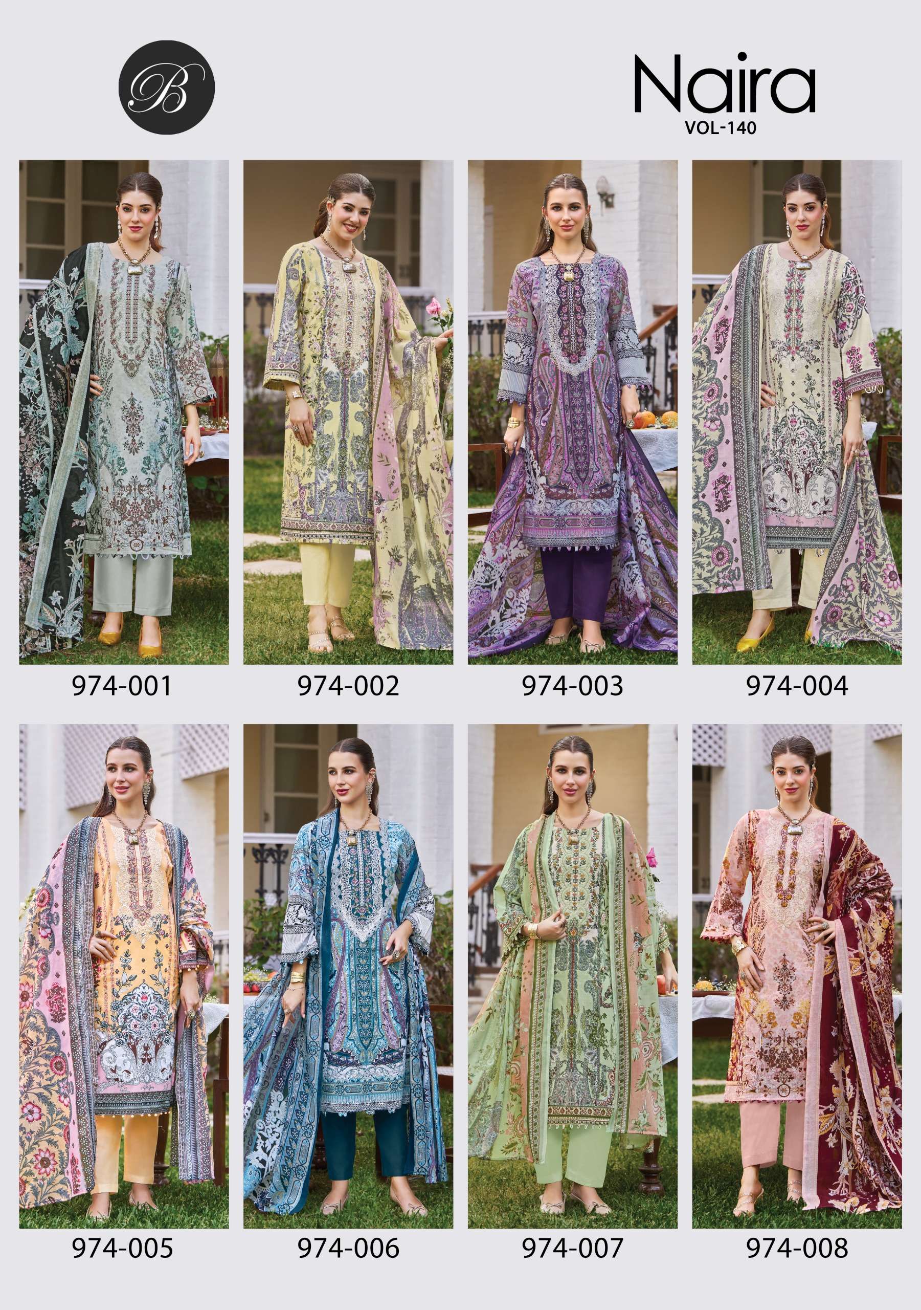 BELLIZA DESIGNER STUDIO NAIRA VOL 140 COTTON DIGITAL PRINTS WITH FANCY EMBROIDERY WORK SUIT