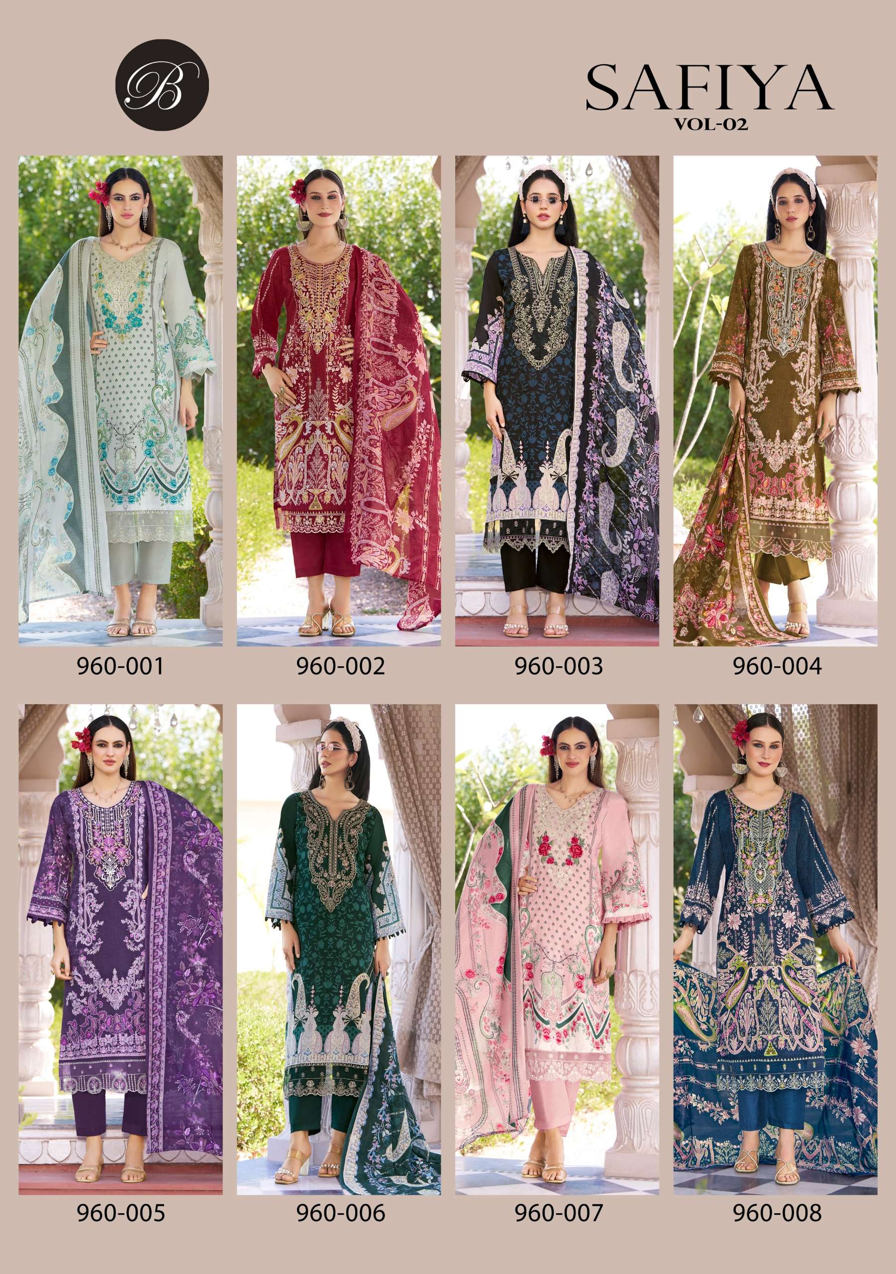 BELLIZA DESIGNER STUDIO SAFIYA VOL 2 COTTON PRINT WITH FANCY EMBROIDERY WORK SUIT