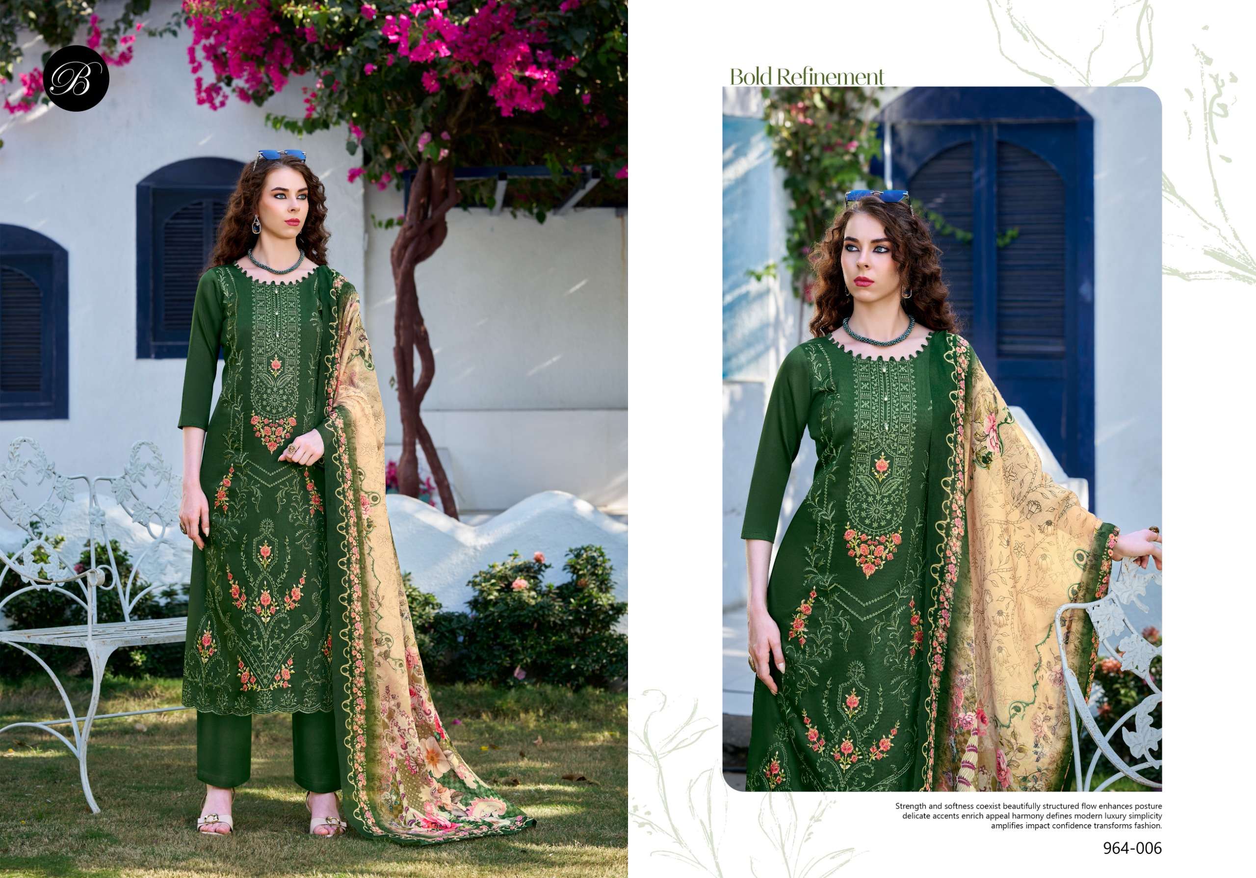 BELLIZA DESIGNER STUDIO ZARQASH VOL 15 JAM COTTON FANCY EMBROIDERY WORK SUITS 