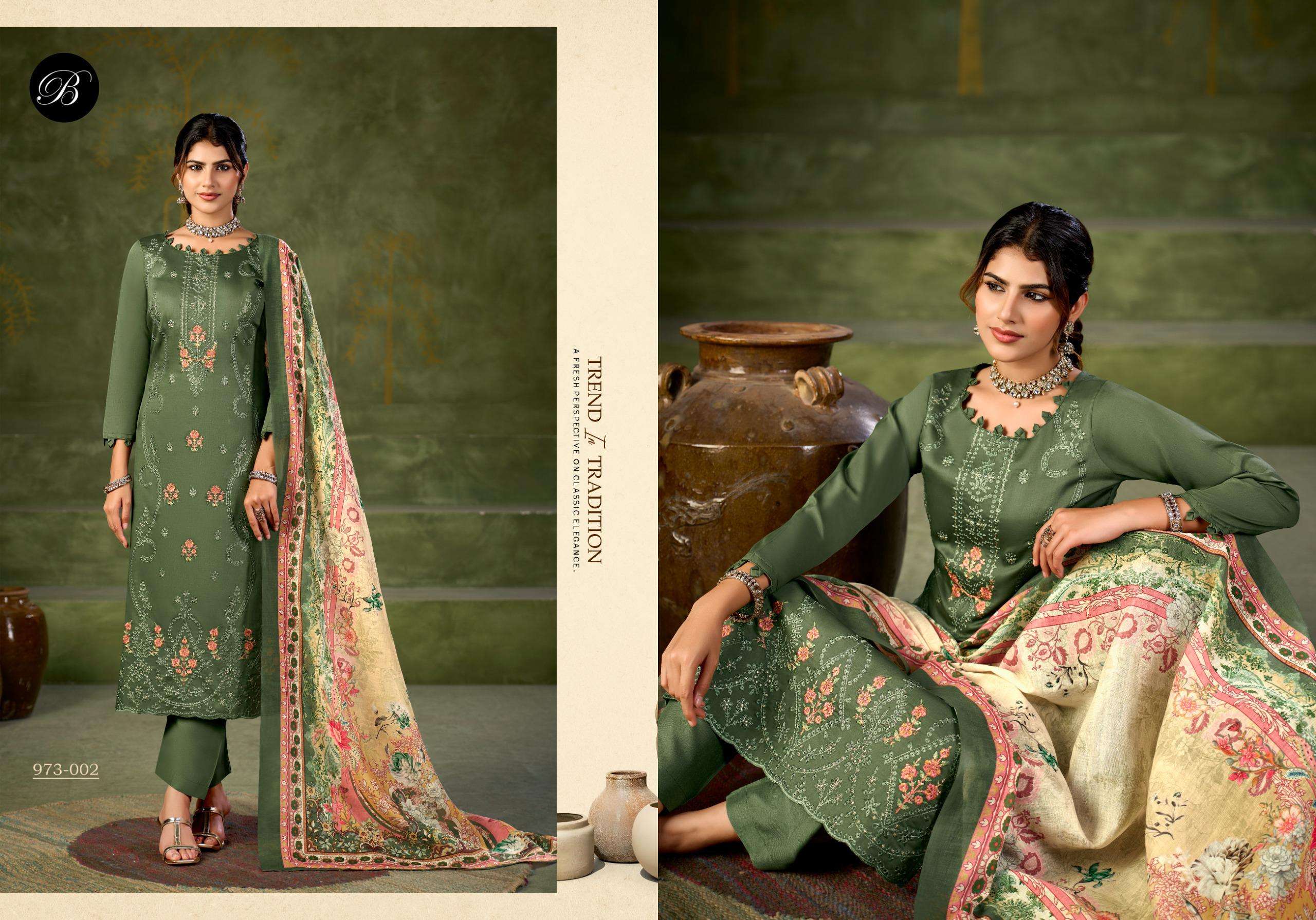 BELLIZA DESIGNER STUDIO ZARQASH VOL 16 JAM COTTON FANCY EMBROIDERY WORK SUITS	