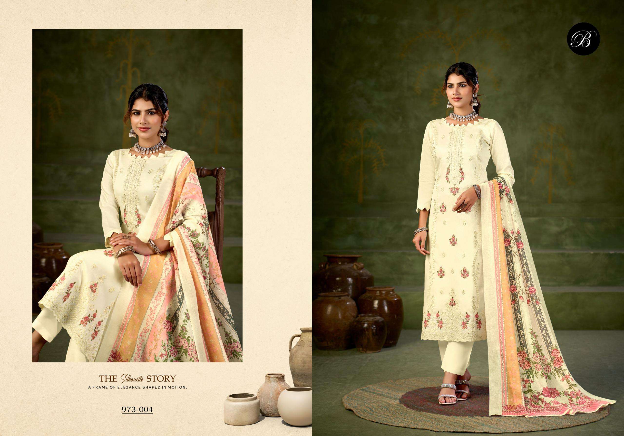 BELLIZA DESIGNER STUDIO ZARQASH VOL 16 JAM COTTON FANCY EMBROIDERY WORK SUITS	