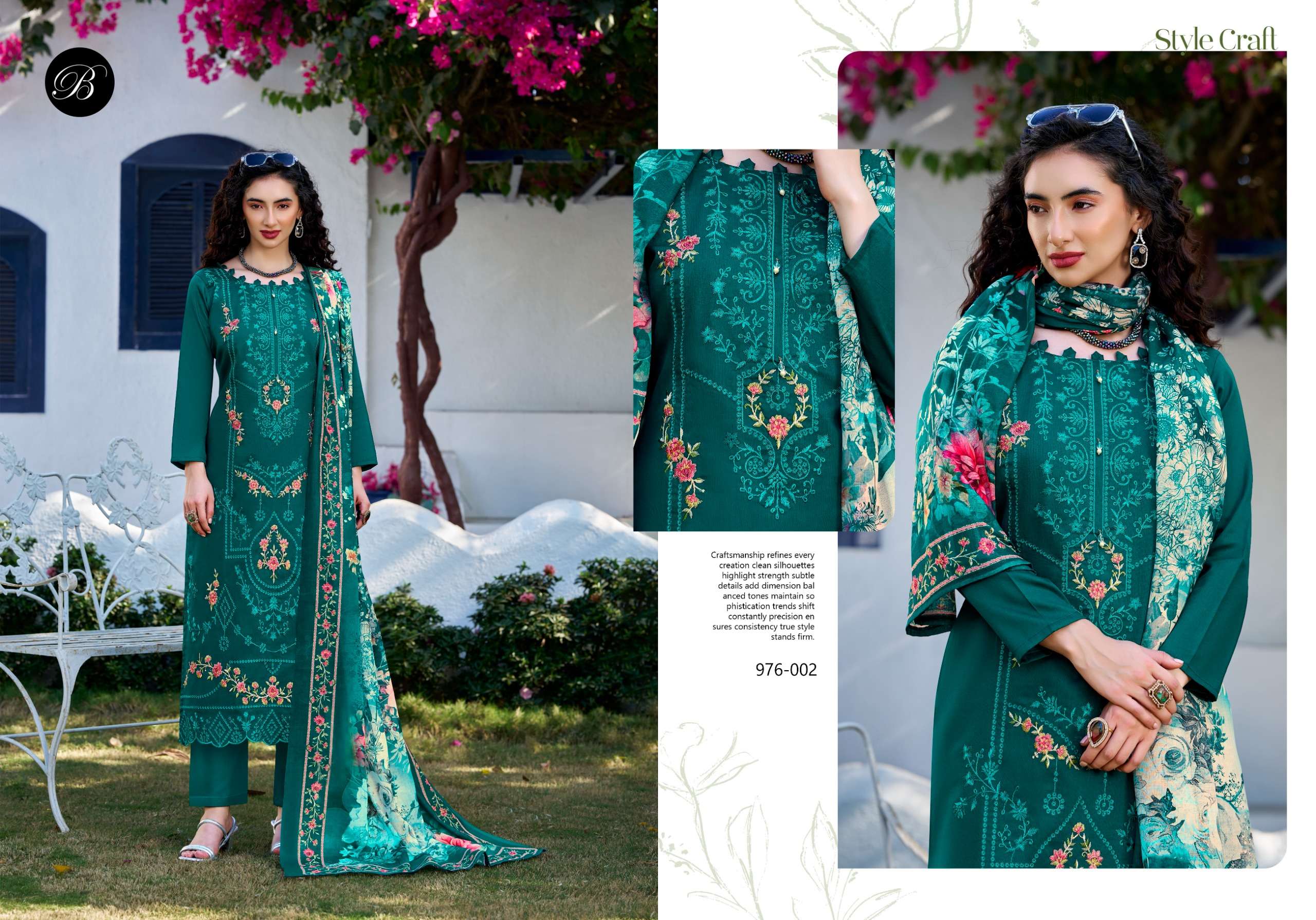 BELLIZA DESIGNER STUDIO ZARQASH VOL 17 JAM COTTON FANCY EMBROIDERY WORK SUITS	