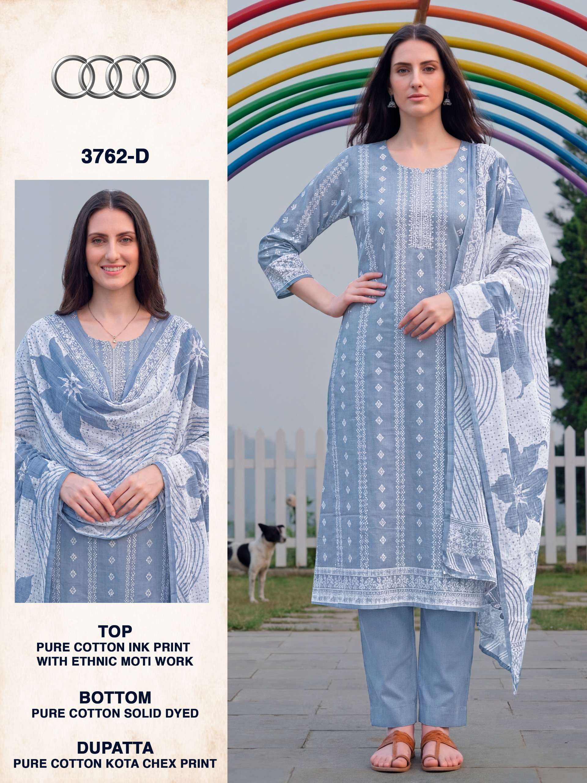BIPSON PRINTS AUDI 3762 COTTON PRINT WITH FANCY WORK SALWAR SUIT