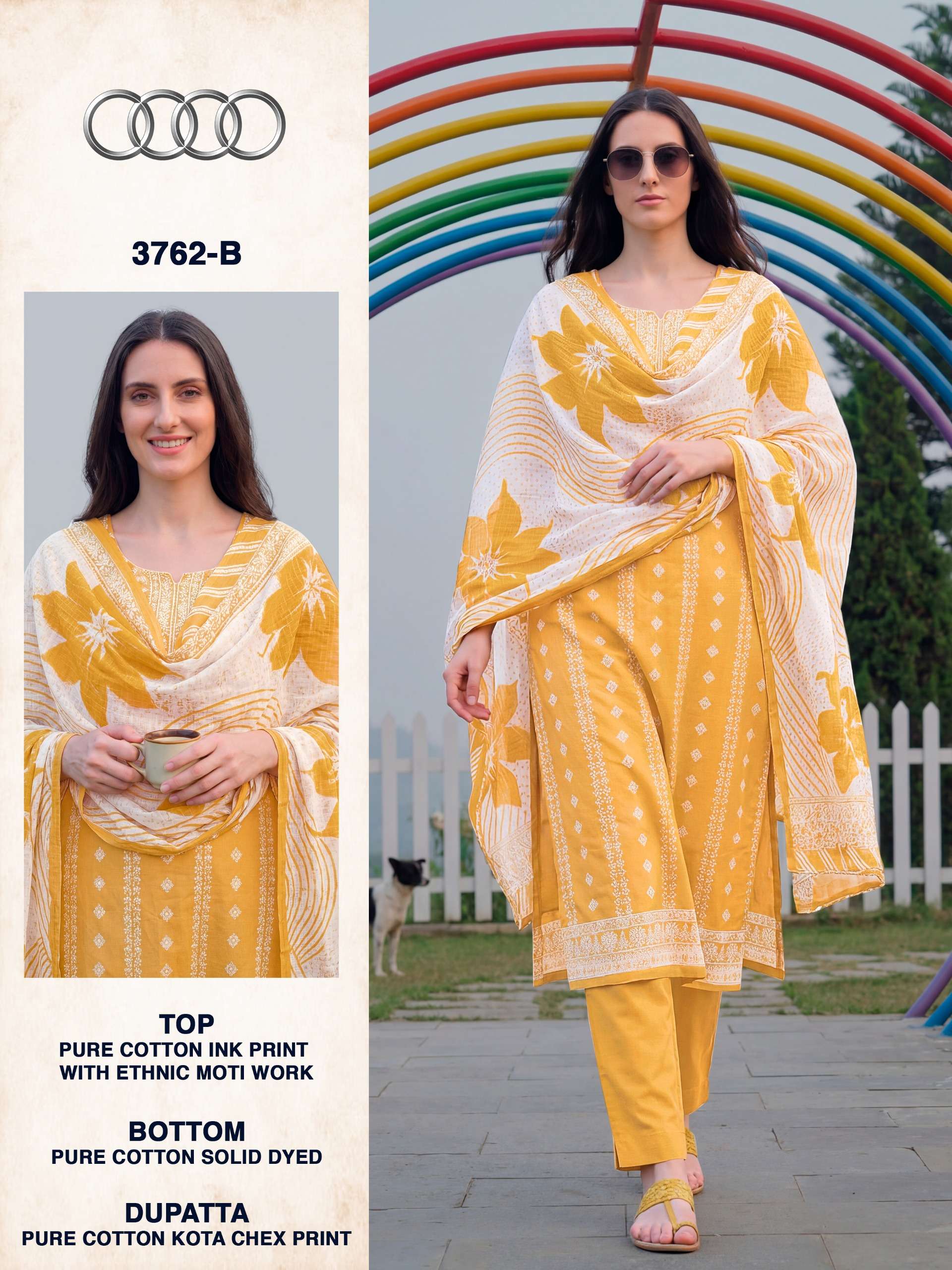 BIPSON PRINTS AUDI 3762 COTTON PRINT WITH FANCY WORK SALWAR SUIT