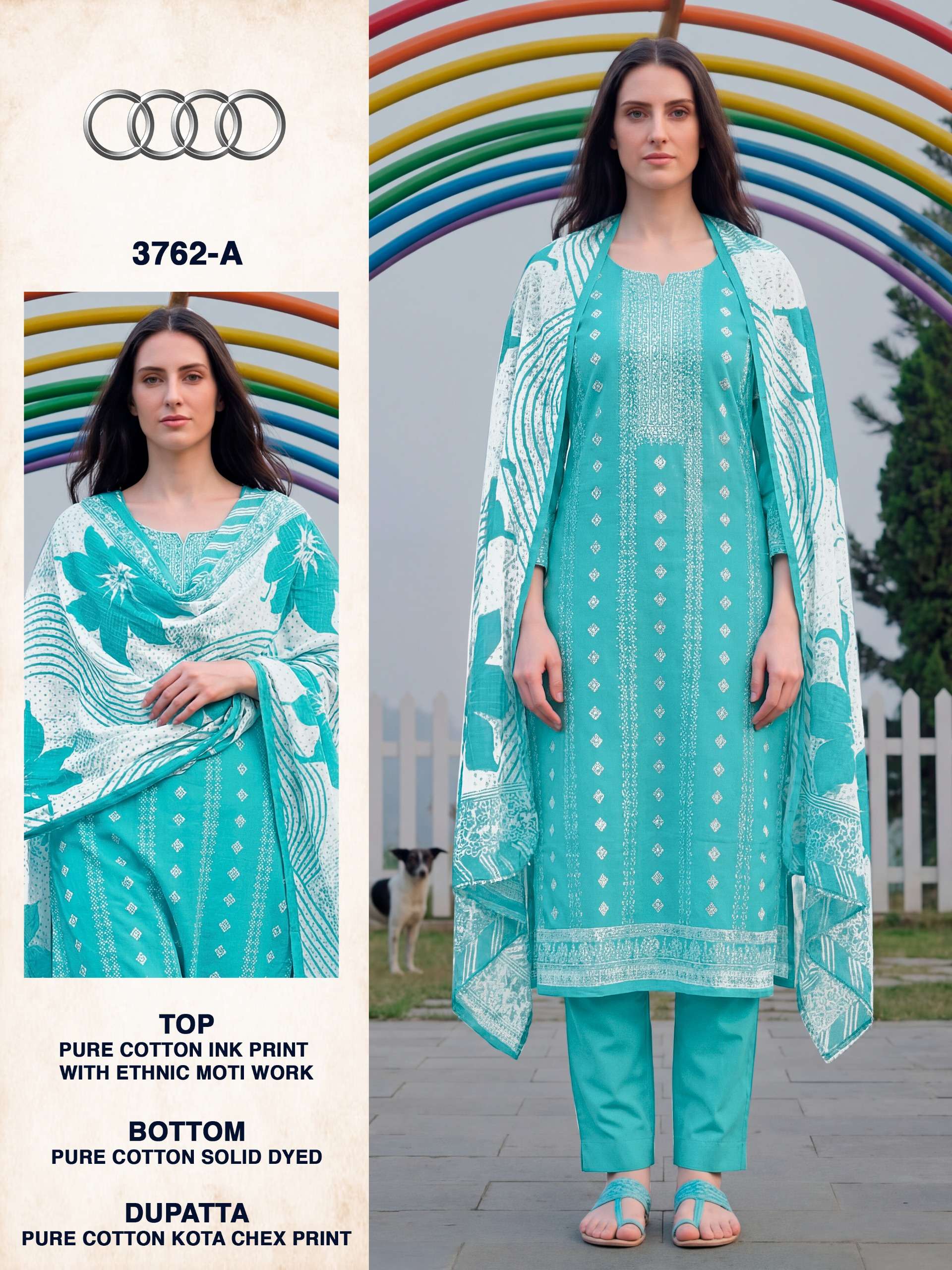 BIPSON PRINTS AUDI 3762 COTTON PRINT WITH FANCY WORK SALWAR SUIT