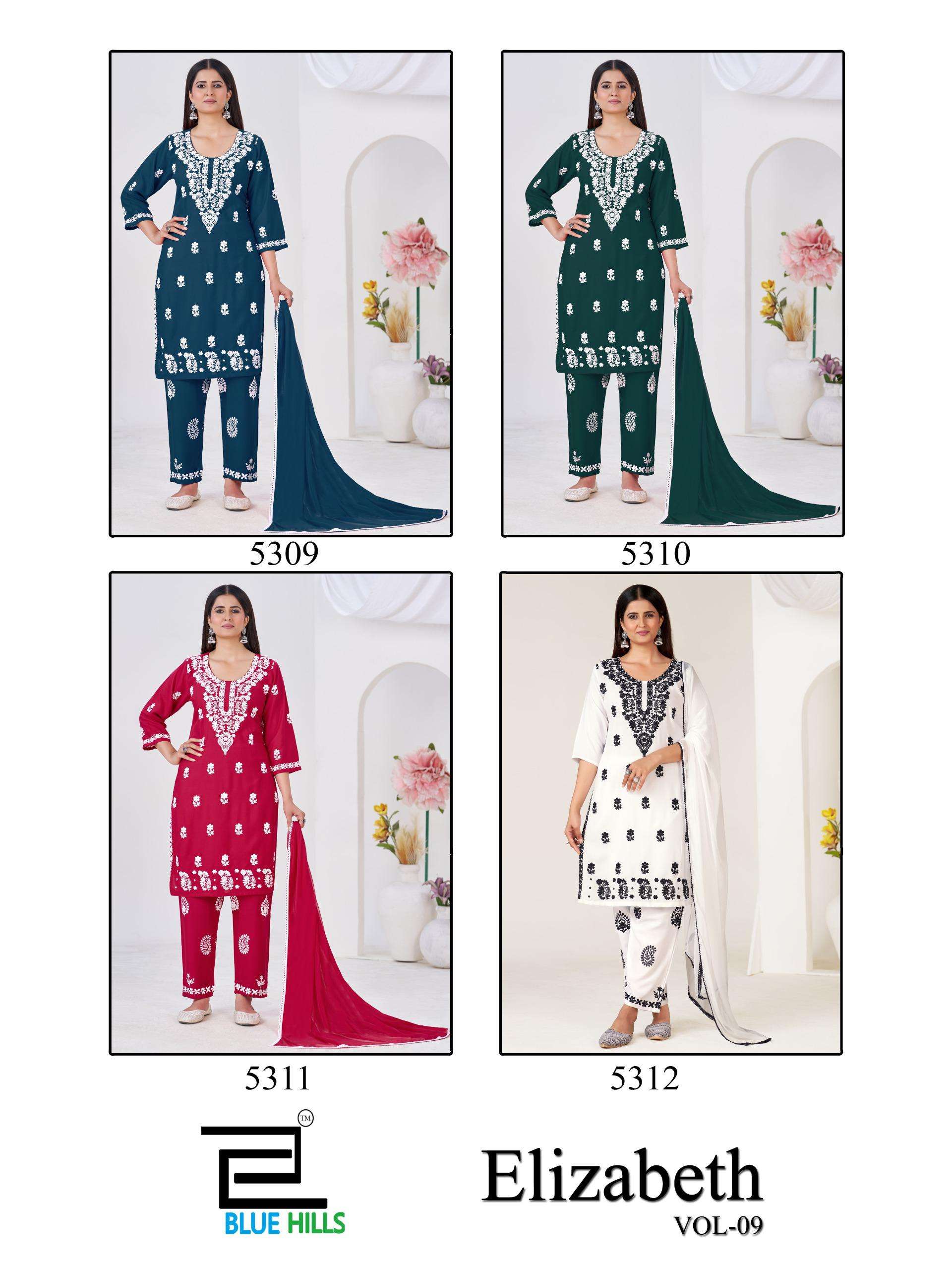 BLUE HILLS ELIZABETH VOL 9 RAYON FANCY WORK LADIES 3PCS SET COLLECTION 