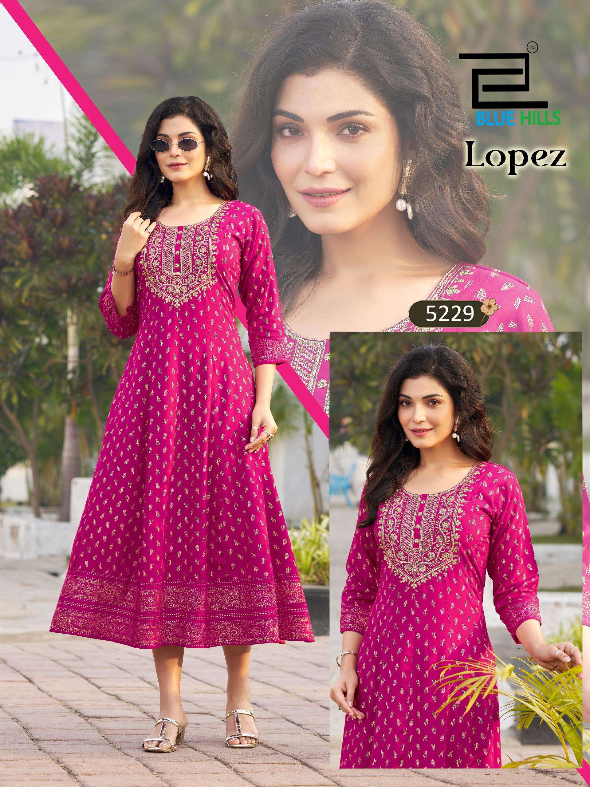 BLUE HILLS LOPEZ RAYON FANCY ANARKALI STYLE LADIES GOWNS DRESS