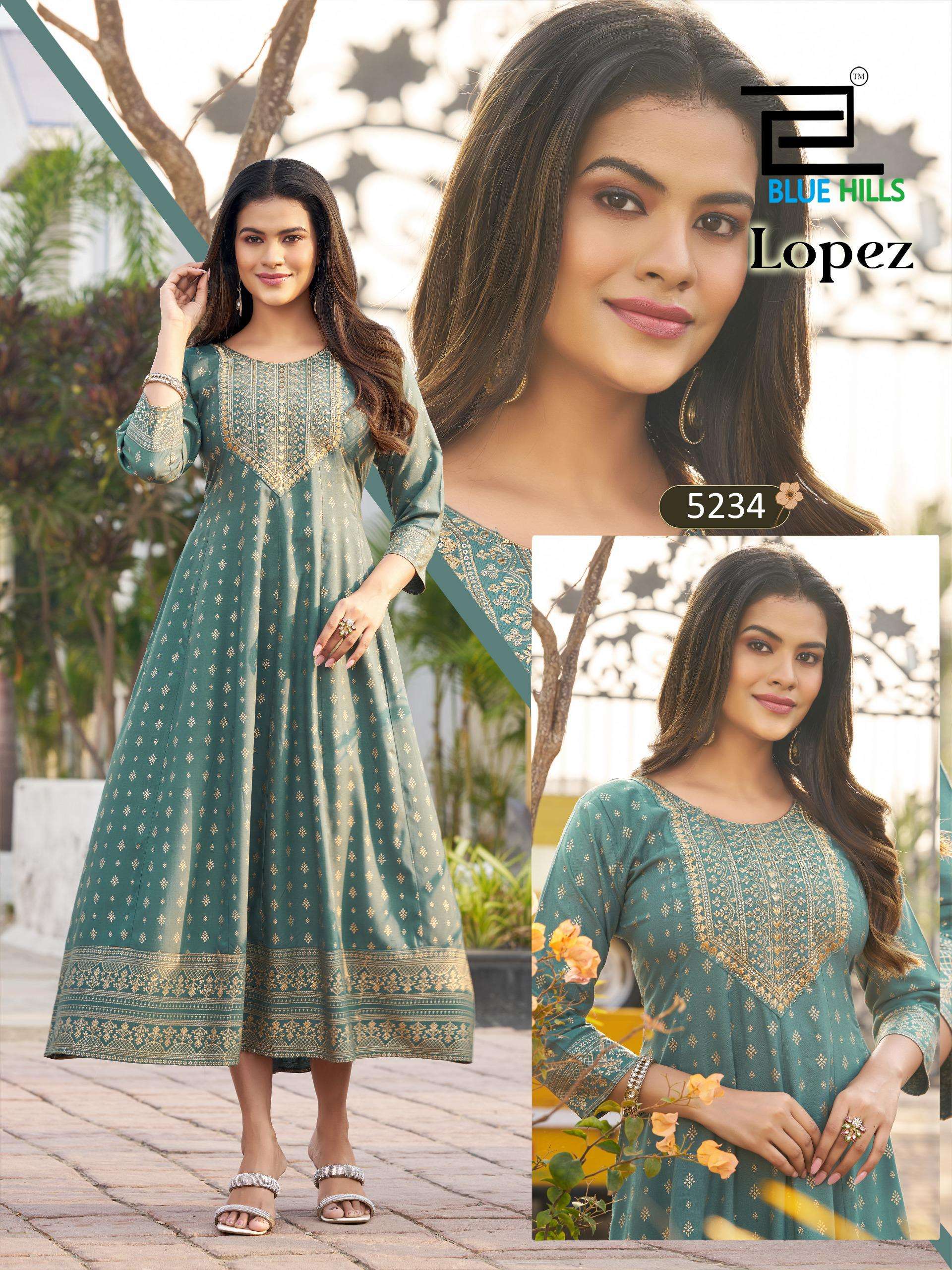 BLUE HILLS LOPEZ RAYON FANCY ANARKALI STYLE LADIES GOWNS DRESS
