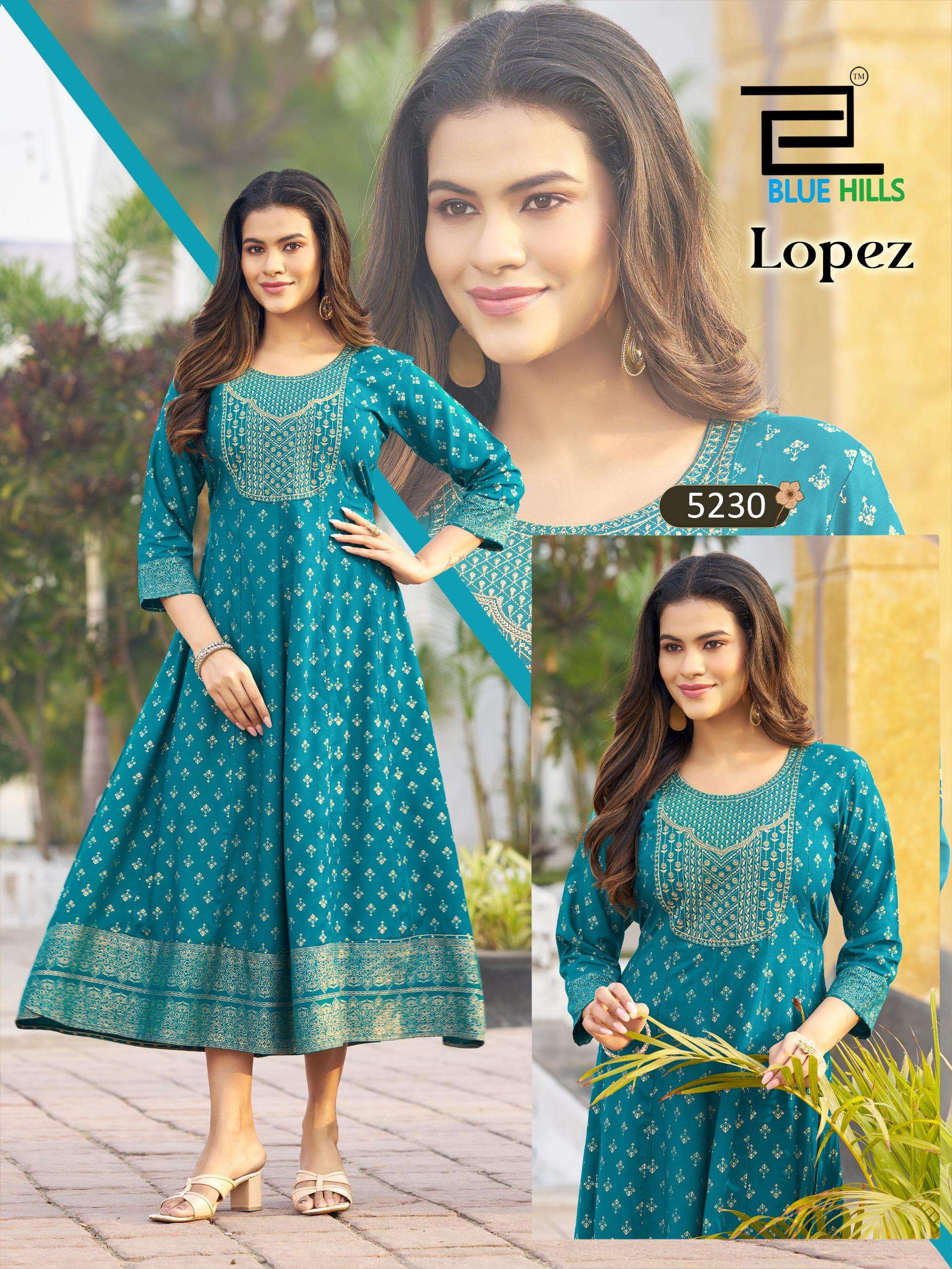 BLUE HILLS LOPEZ RAYON FANCY ANARKALI STYLE LADIES GOWNS DRESS